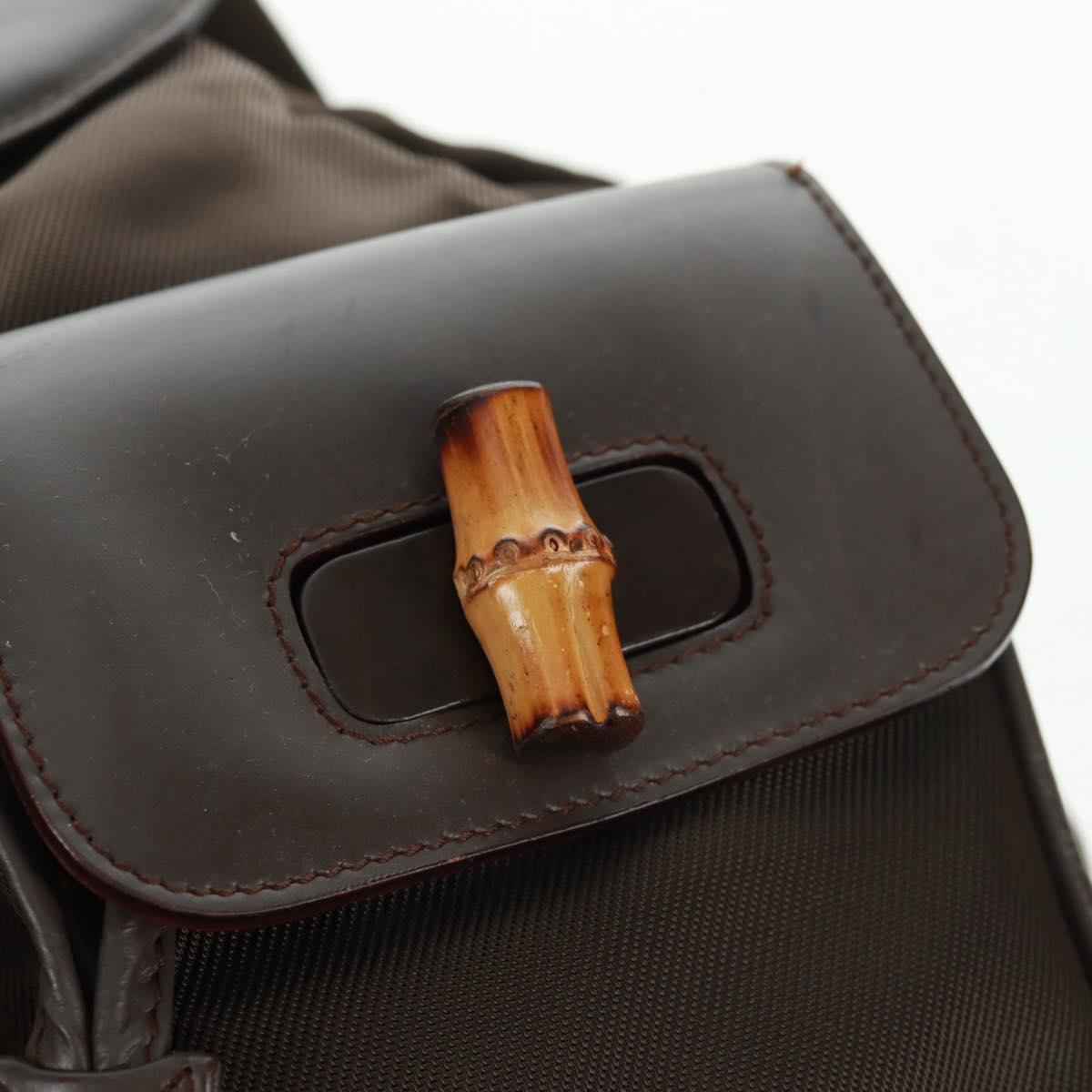 GUCCI Bamboo Backpack Nylon Brown Silver 003 2058 0016 5 Auth 161352