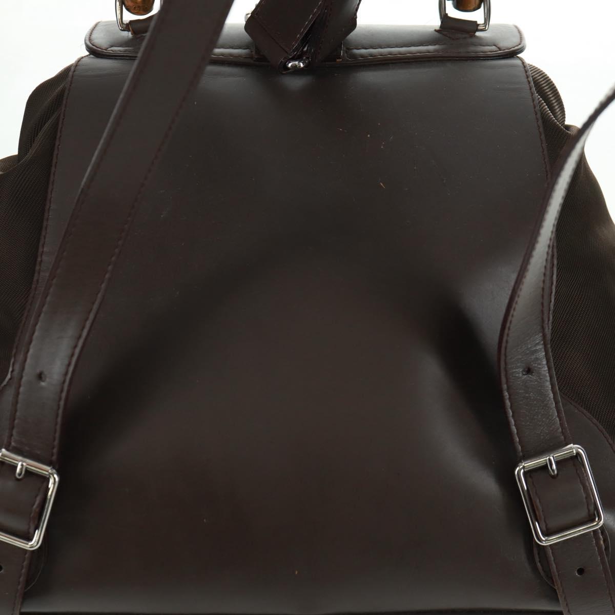 GUCCI Bamboo Backpack Nylon Brown Silver 003 2058 0016 5 Auth 161352