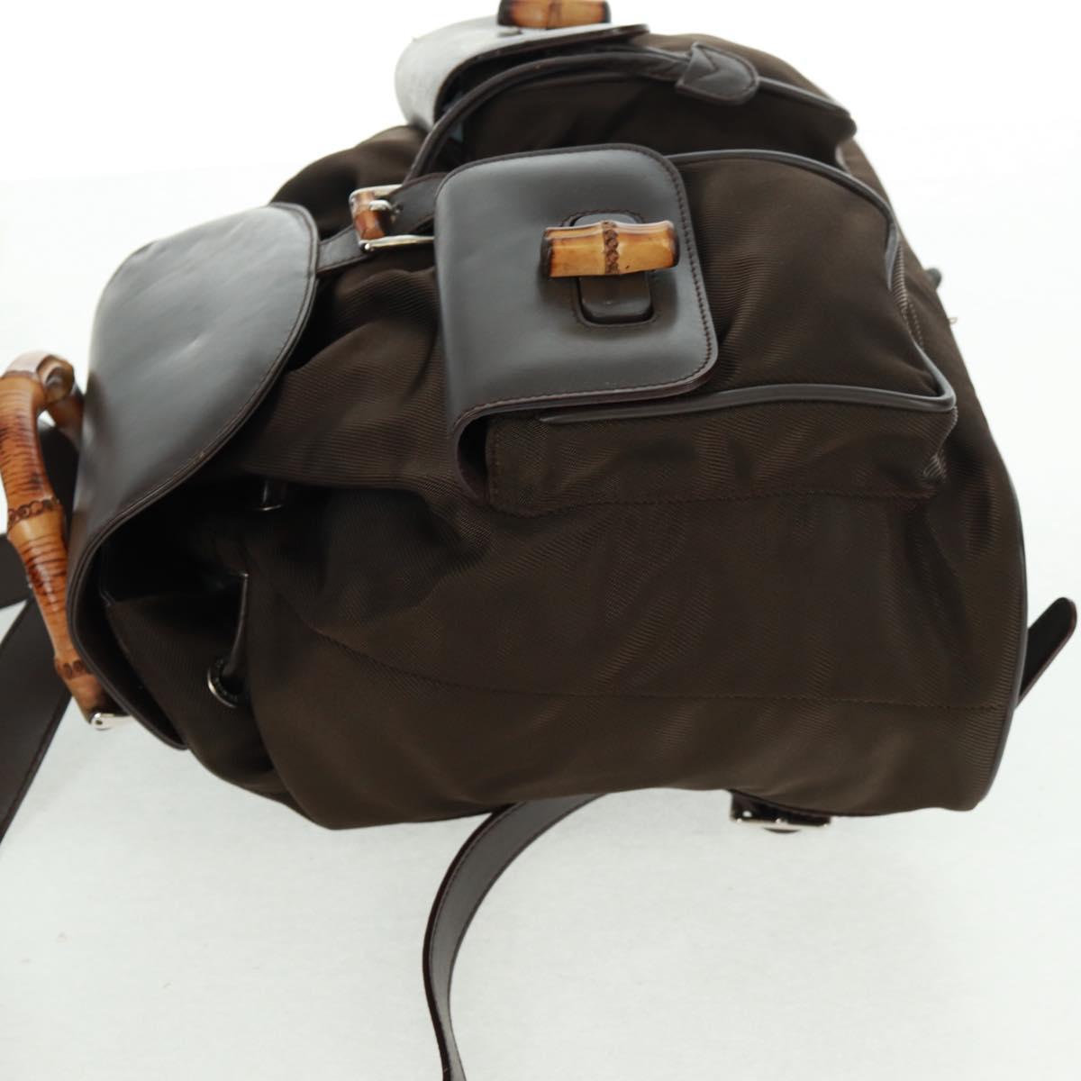 GUCCI Bamboo Backpack Nylon Brown Silver 003 2058 0016 5 Auth 161352