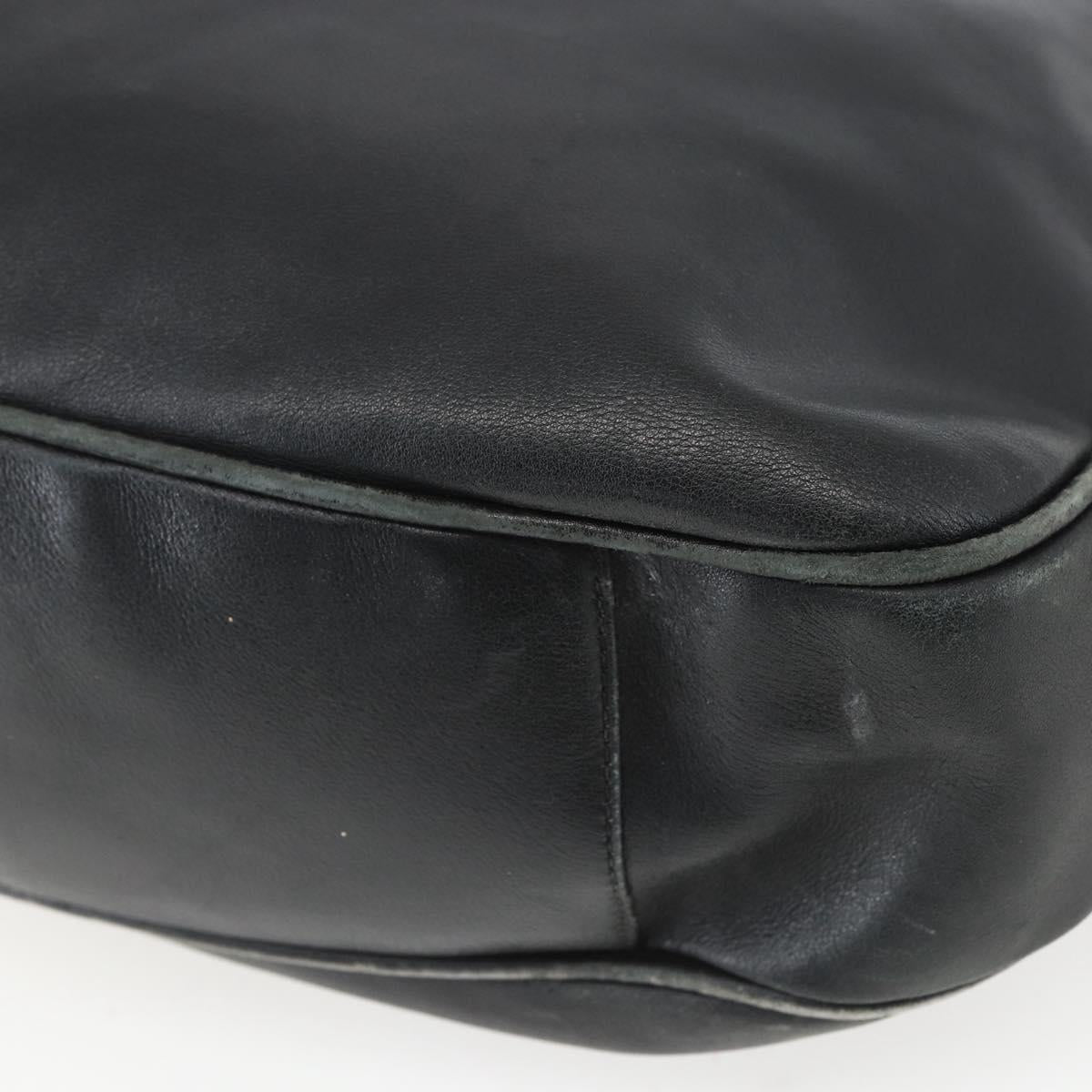 GUCCI Bamboo Hand Bag Leather 2way Black Gold 001 1577 2615 Auth 161353