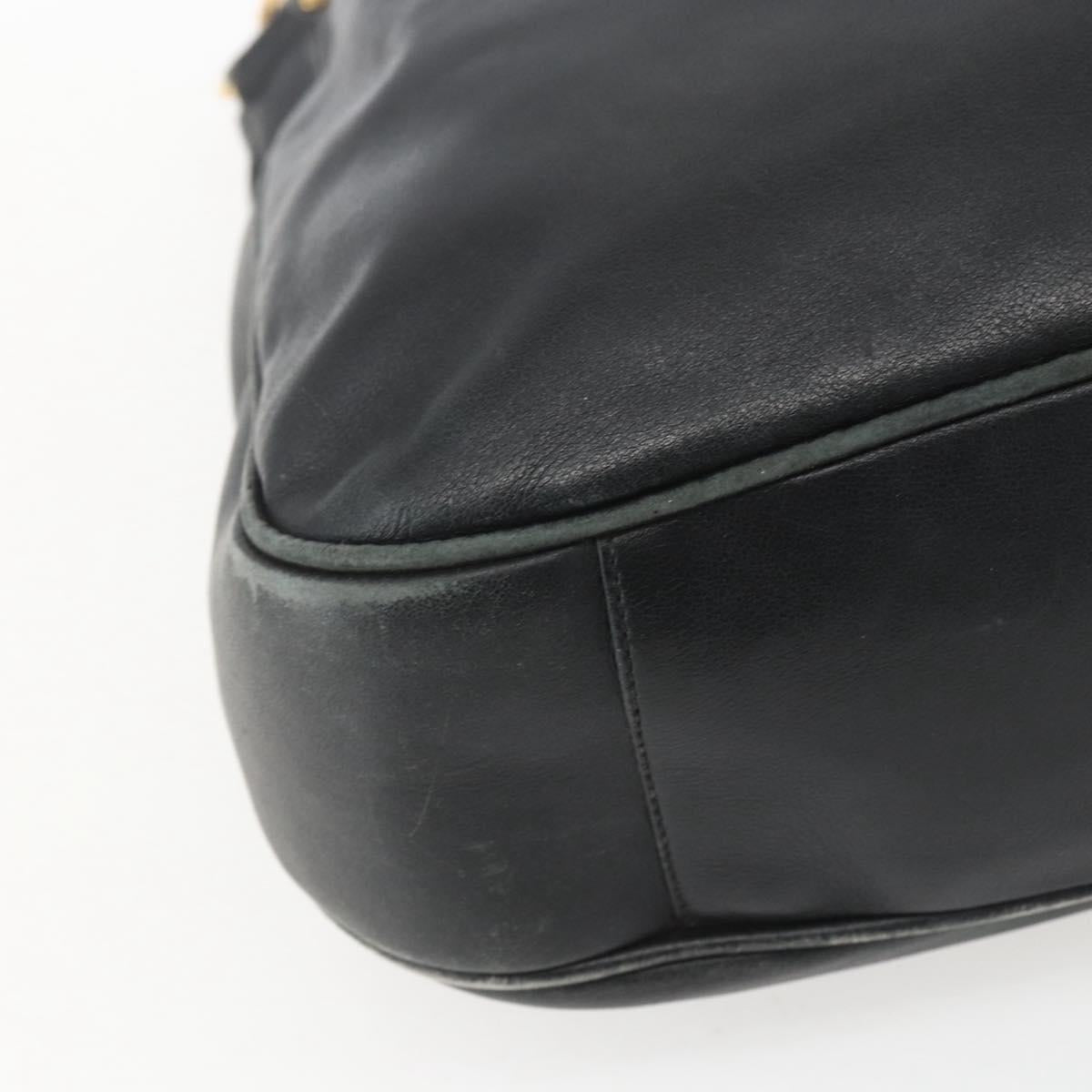 GUCCI Bamboo Hand Bag Leather 2way Black Gold 001 1577 2615 Auth 161353