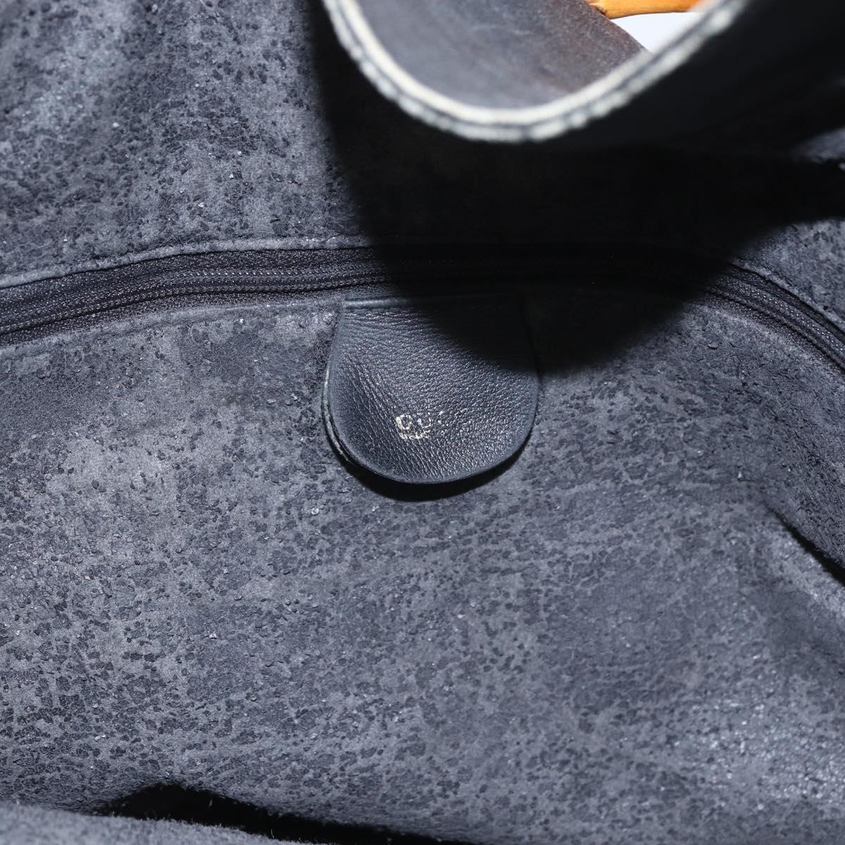 GUCCI Bamboo Hand Bag Leather 2way Black Gold 001 1577 2615 Auth 161353