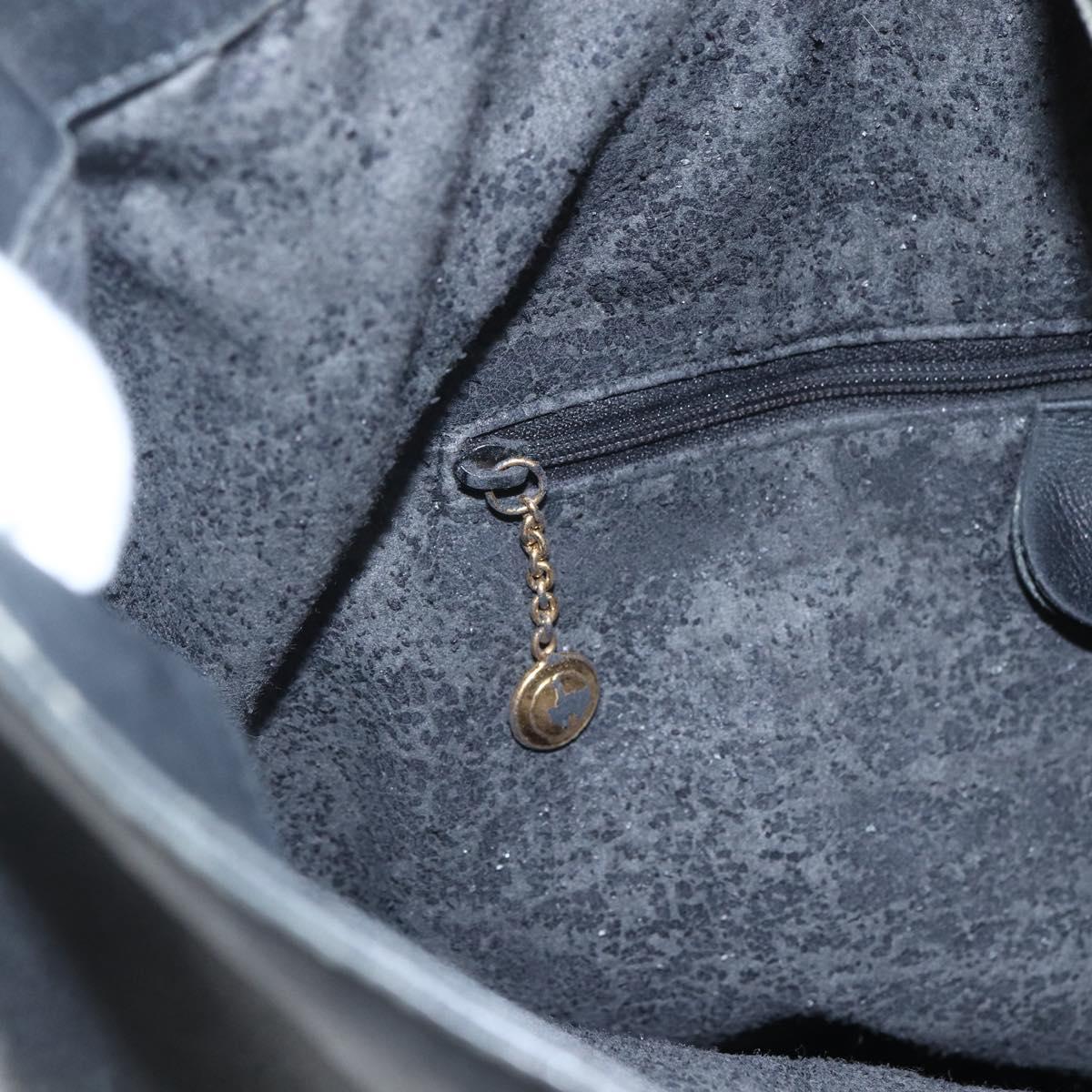 GUCCI Bamboo Hand Bag Leather 2way Black Gold 001 1577 2615 Auth 161353