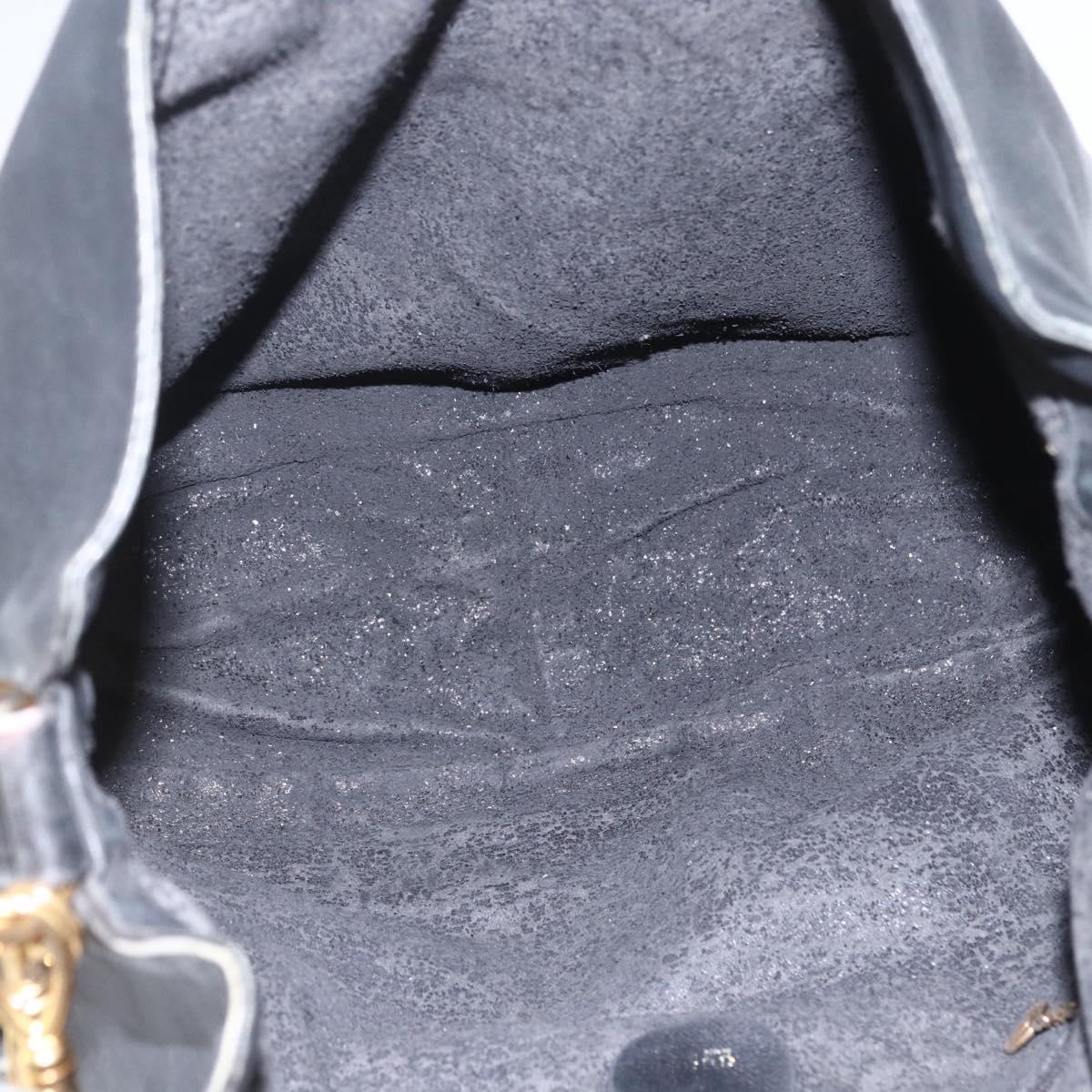 GUCCI Bamboo Hand Bag Leather 2way Black Gold 001 1577 2615 Auth 161353