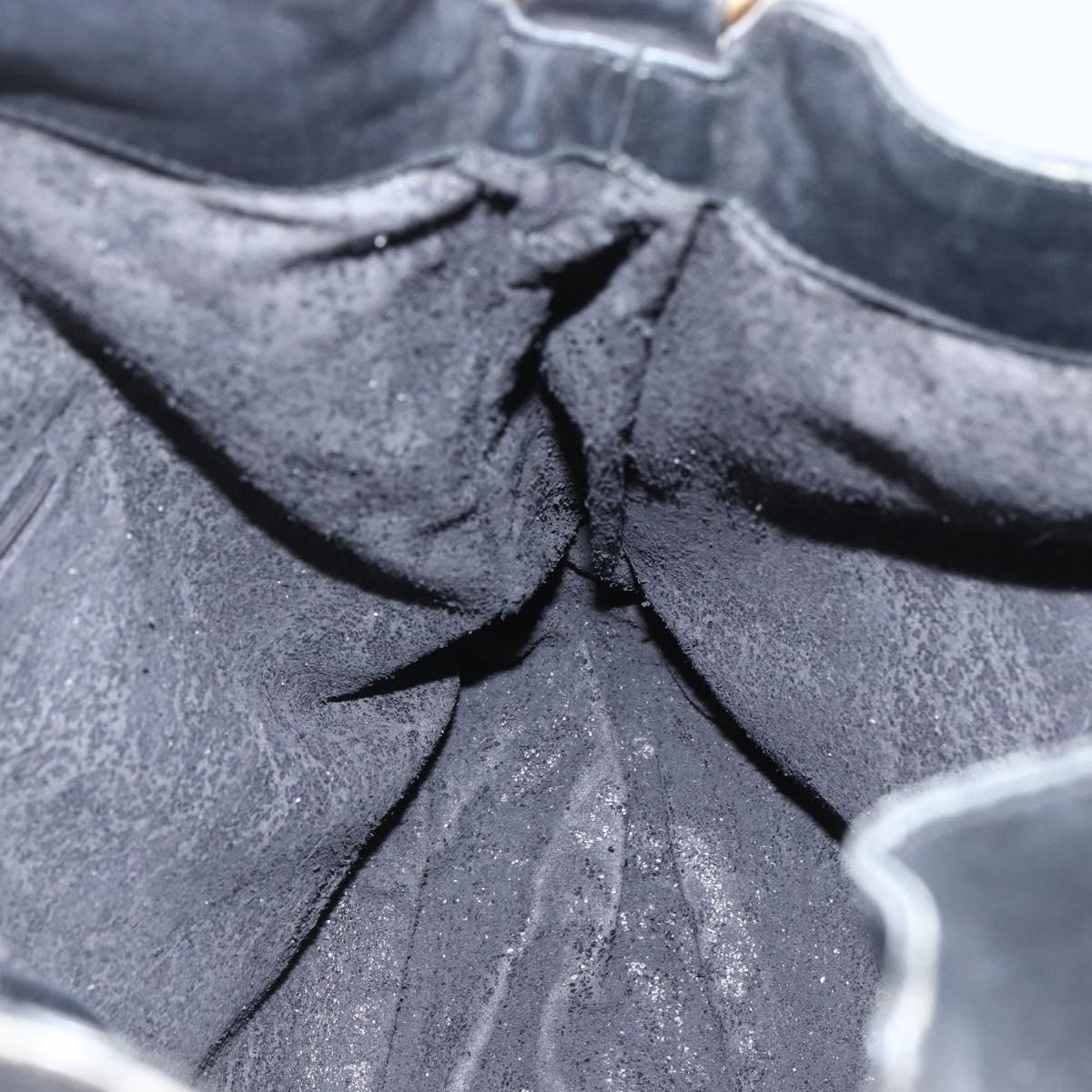 GUCCI Bamboo Hand Bag Leather 2way Black Gold 001 1577 2615 Auth 161353