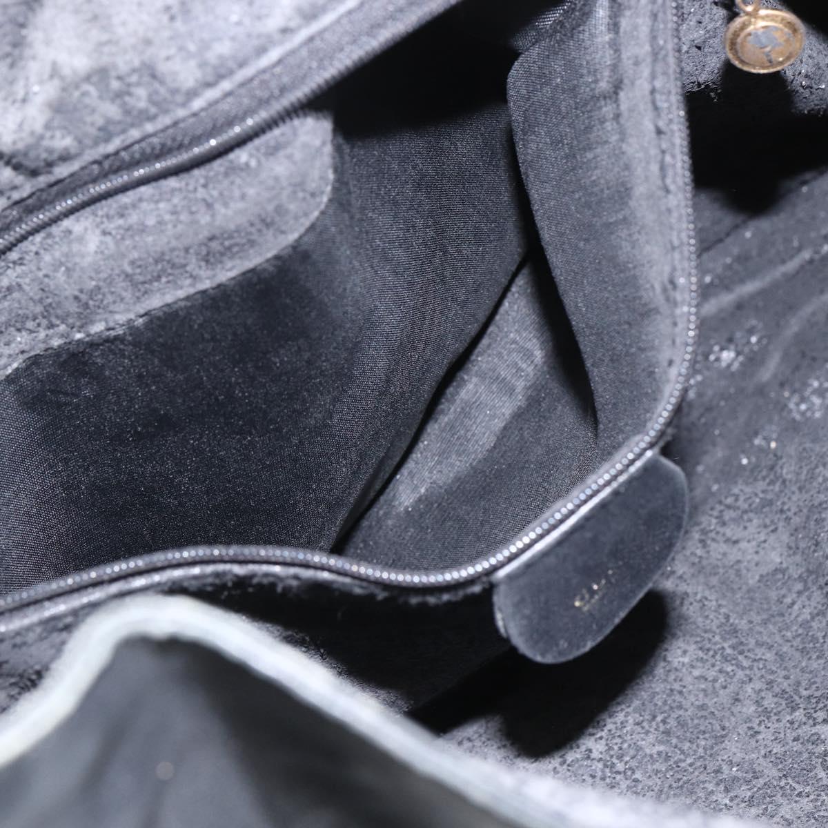 GUCCI Bamboo Hand Bag Leather 2way Black Gold 001 1577 2615 Auth 161353