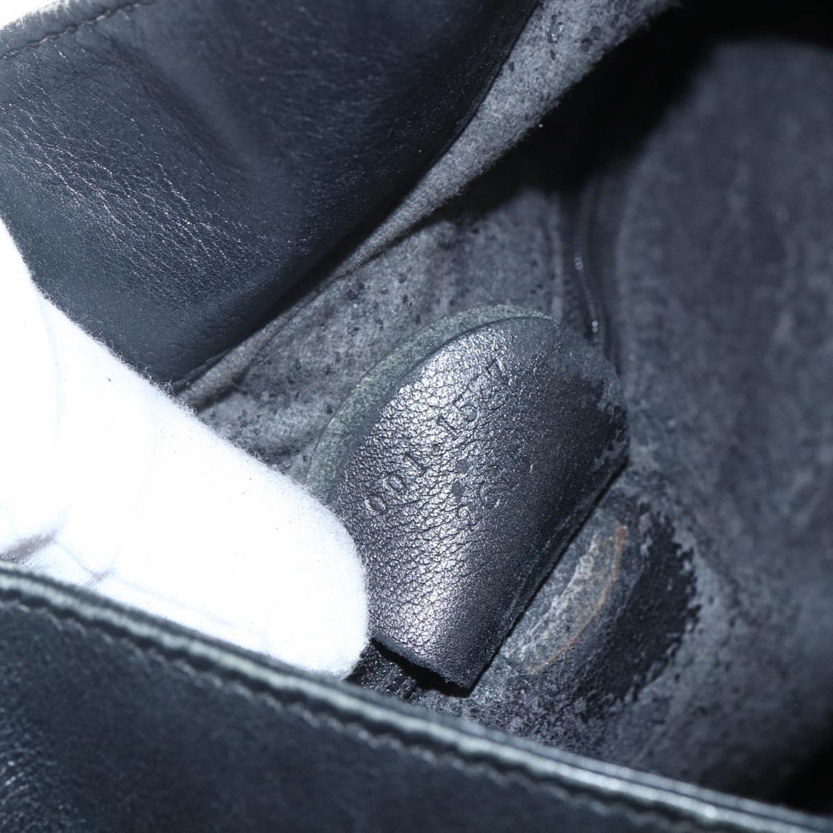 GUCCI Bamboo Hand Bag Leather 2way Black Gold 001 1577 2615 Auth 161353