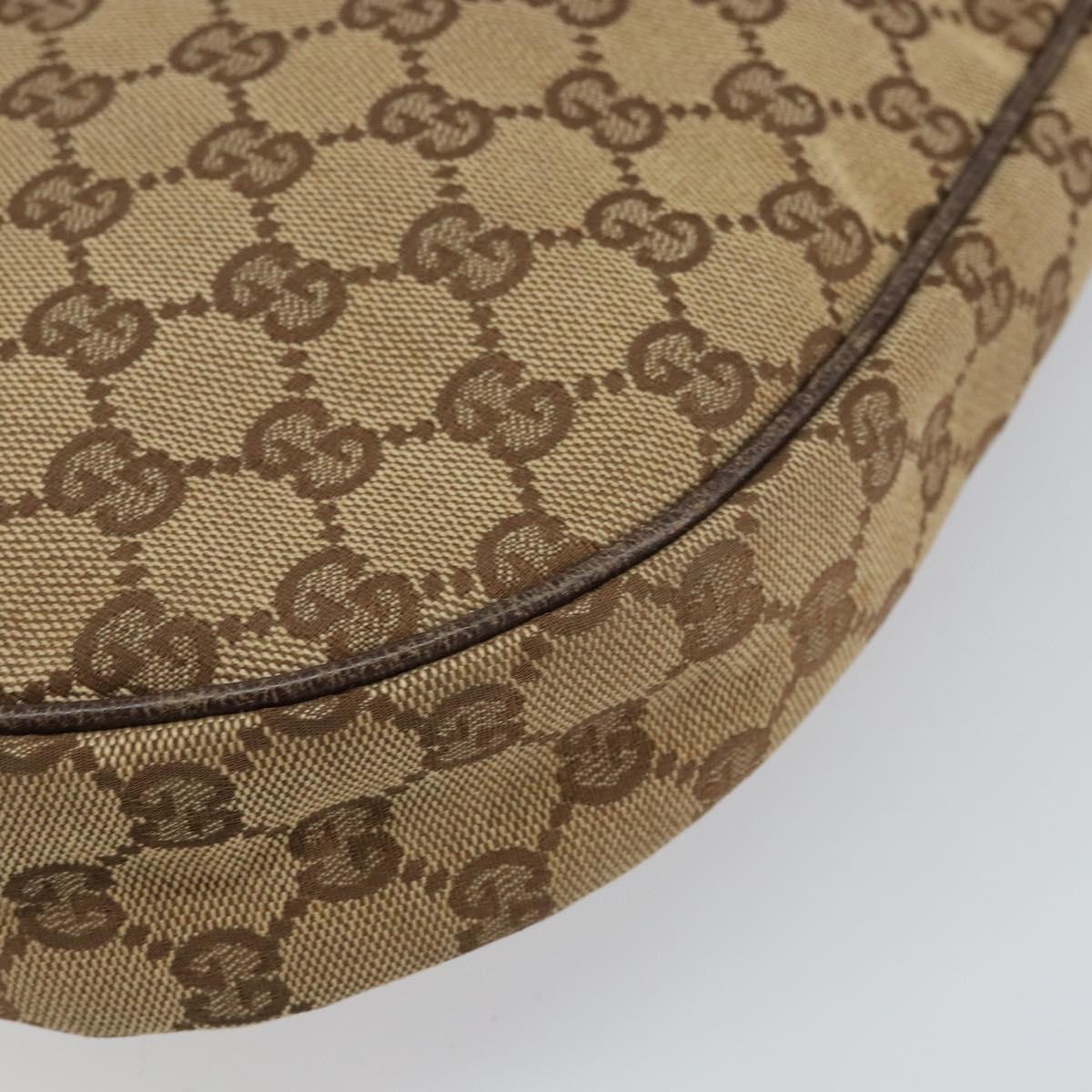 GUCCI GG Canvas Shoulder Bag Beige Silver 122790 Auth 161355