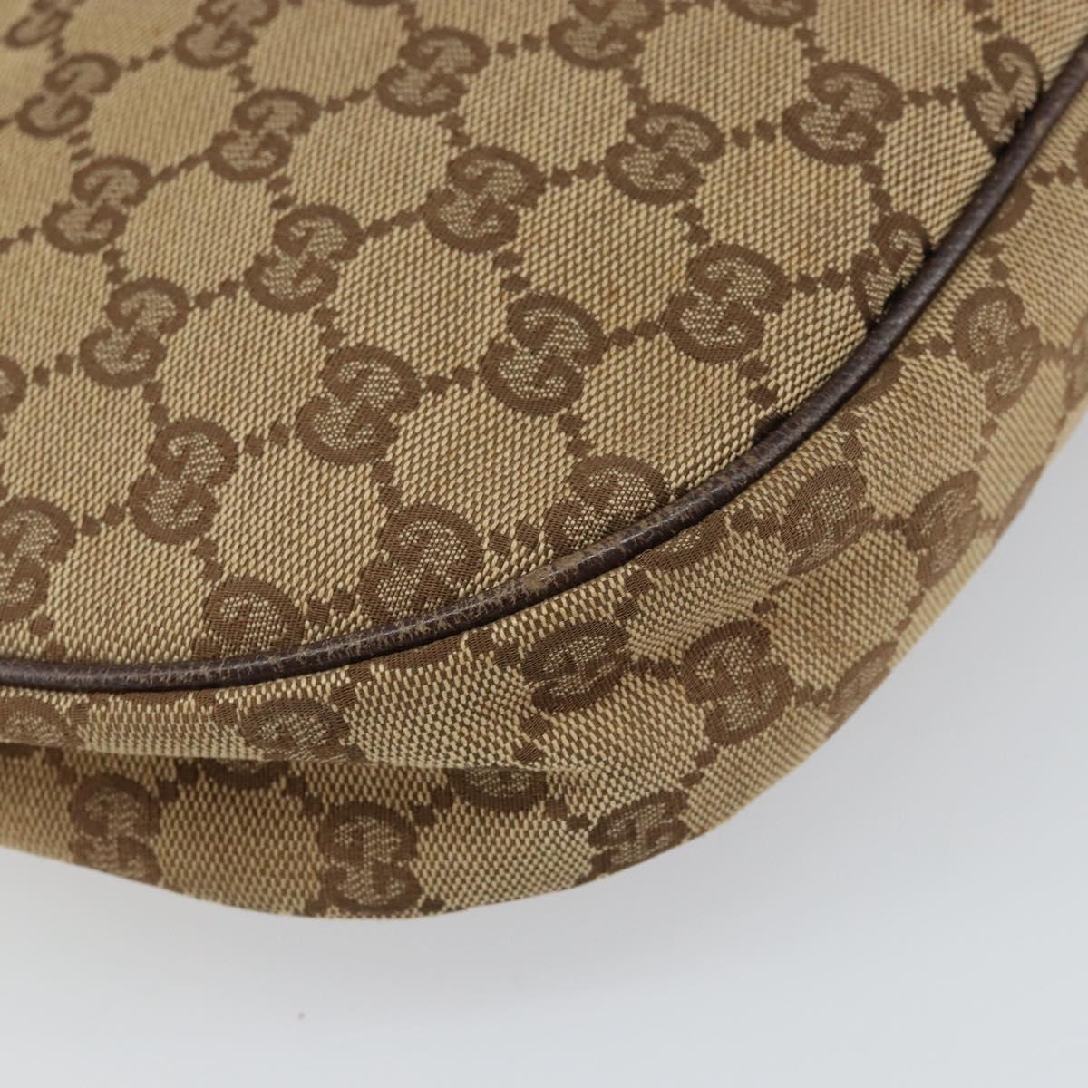 GUCCI GG Canvas Shoulder Bag Beige Silver 122790 Auth 161355