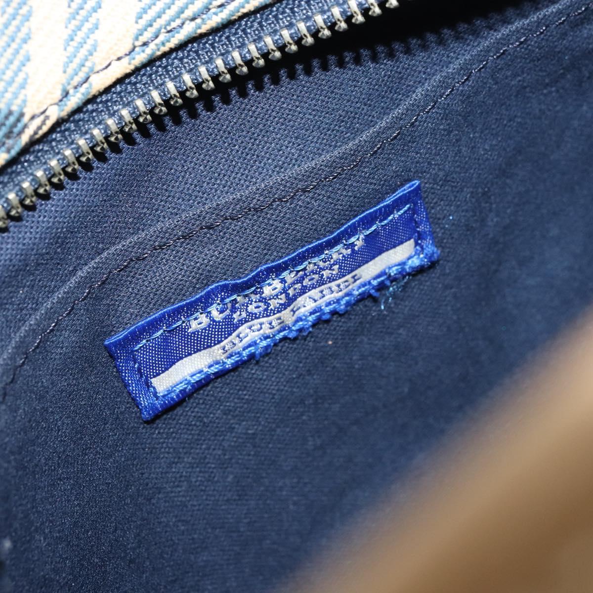 BURBERRY Nova Check Blue Label Hand Bag Canvas Blue Silver Auth 161356