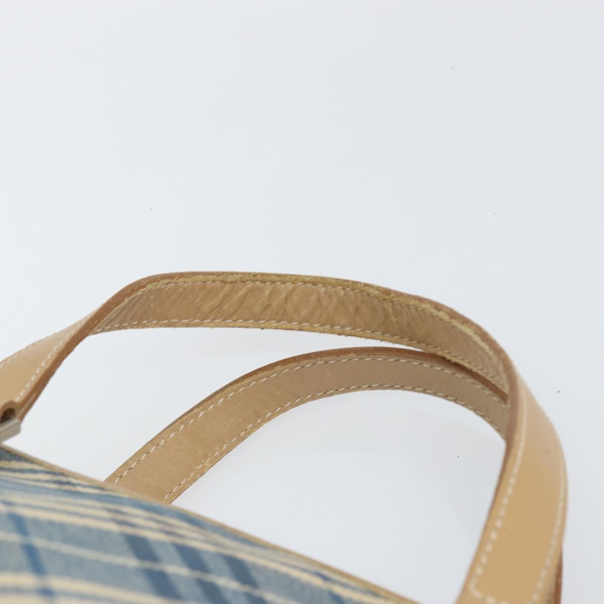 BURBERRY Nova Check Blue Label Hand Bag Canvas Blue Silver Auth 161356
