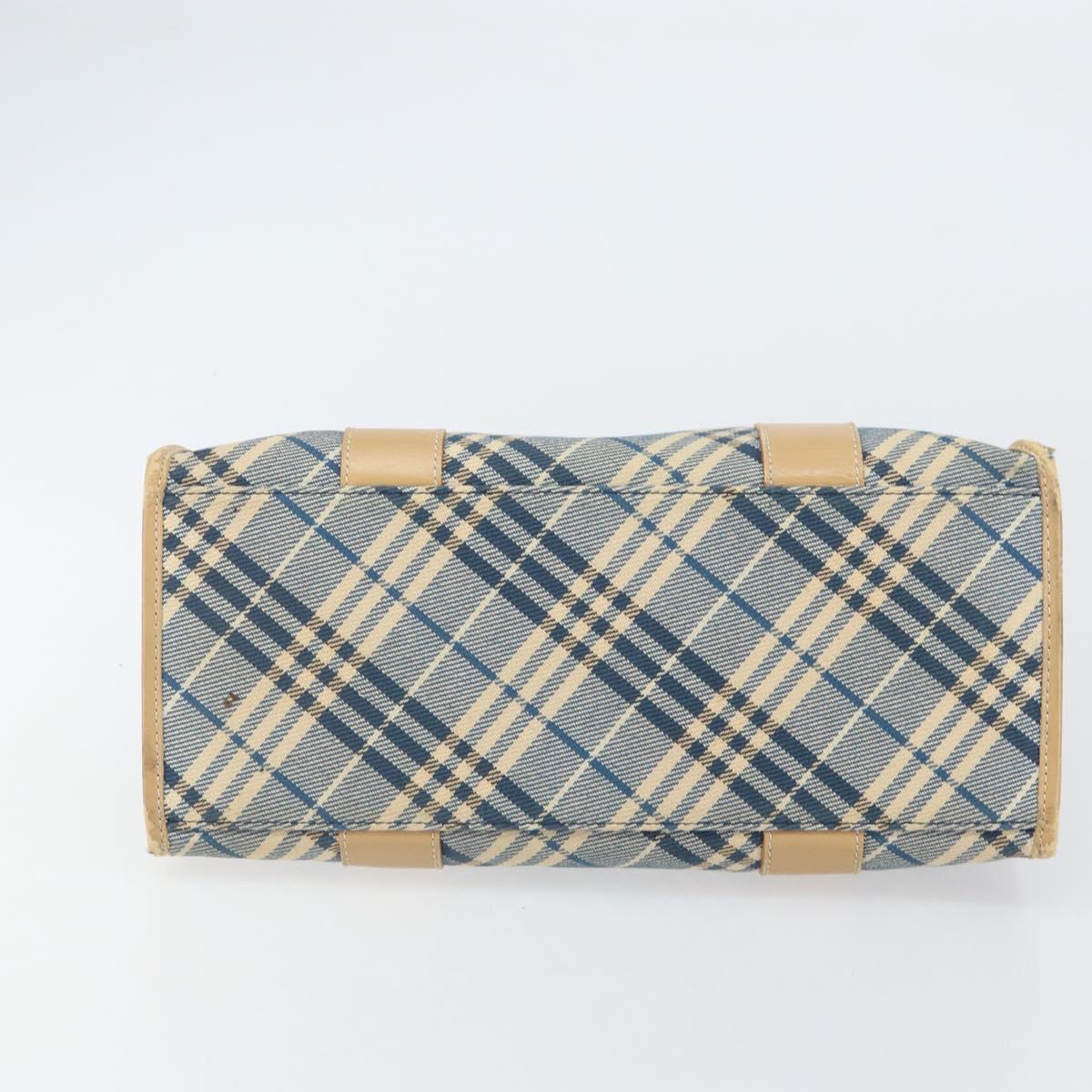 BURBERRY Nova Check Blue Label Hand Bag Canvas Blue Silver Auth 161356