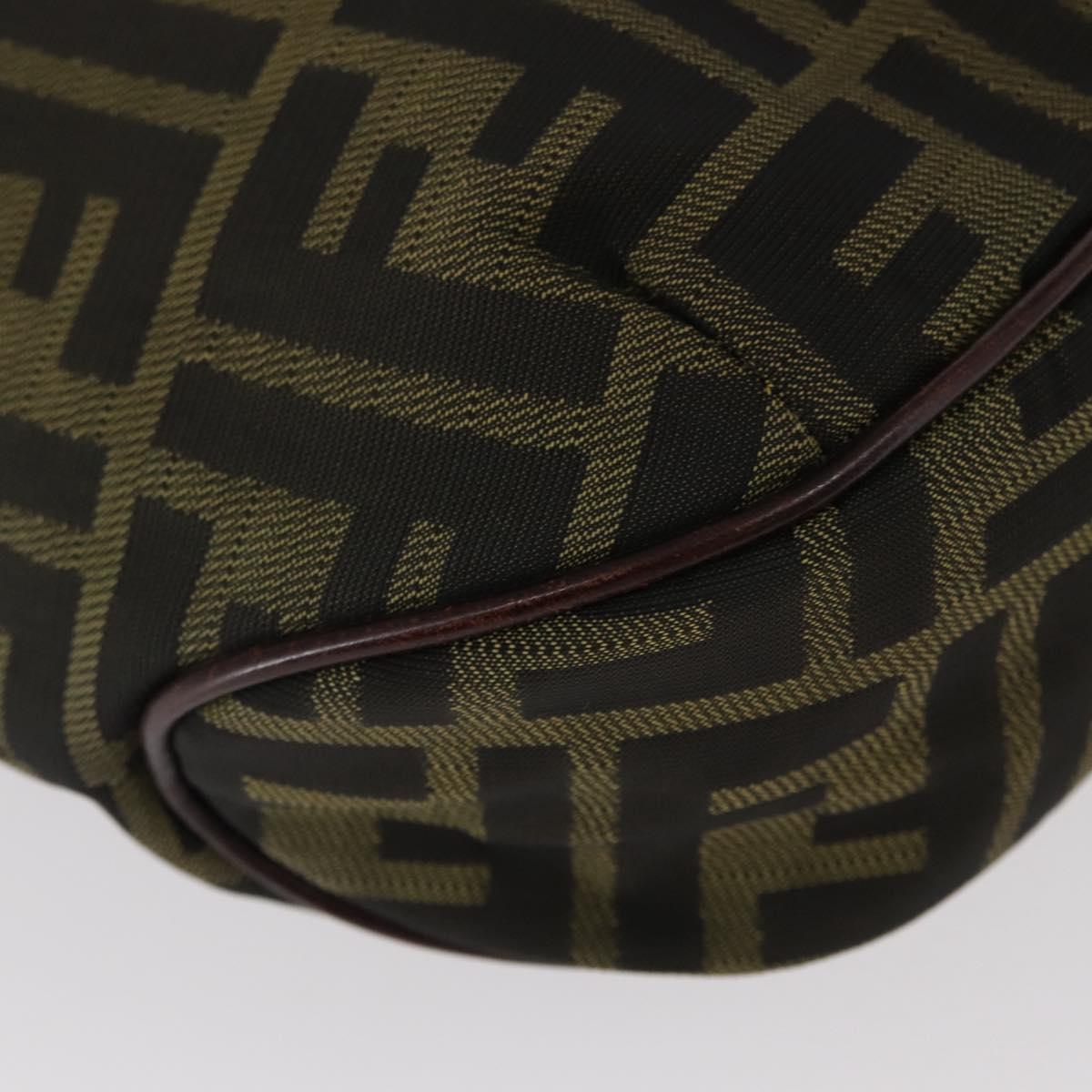 FENDI Zucca Canvas Hand Bag Brown Black Auth 161357