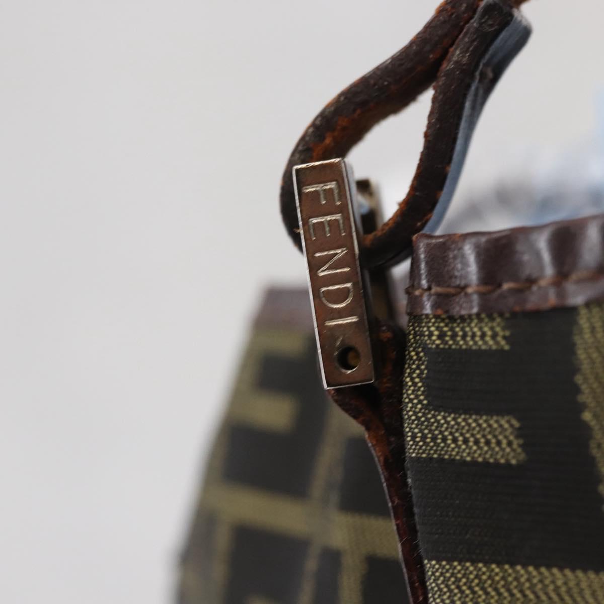 FENDI Zucca Canvas Hand Bag Brown Black Auth 161357