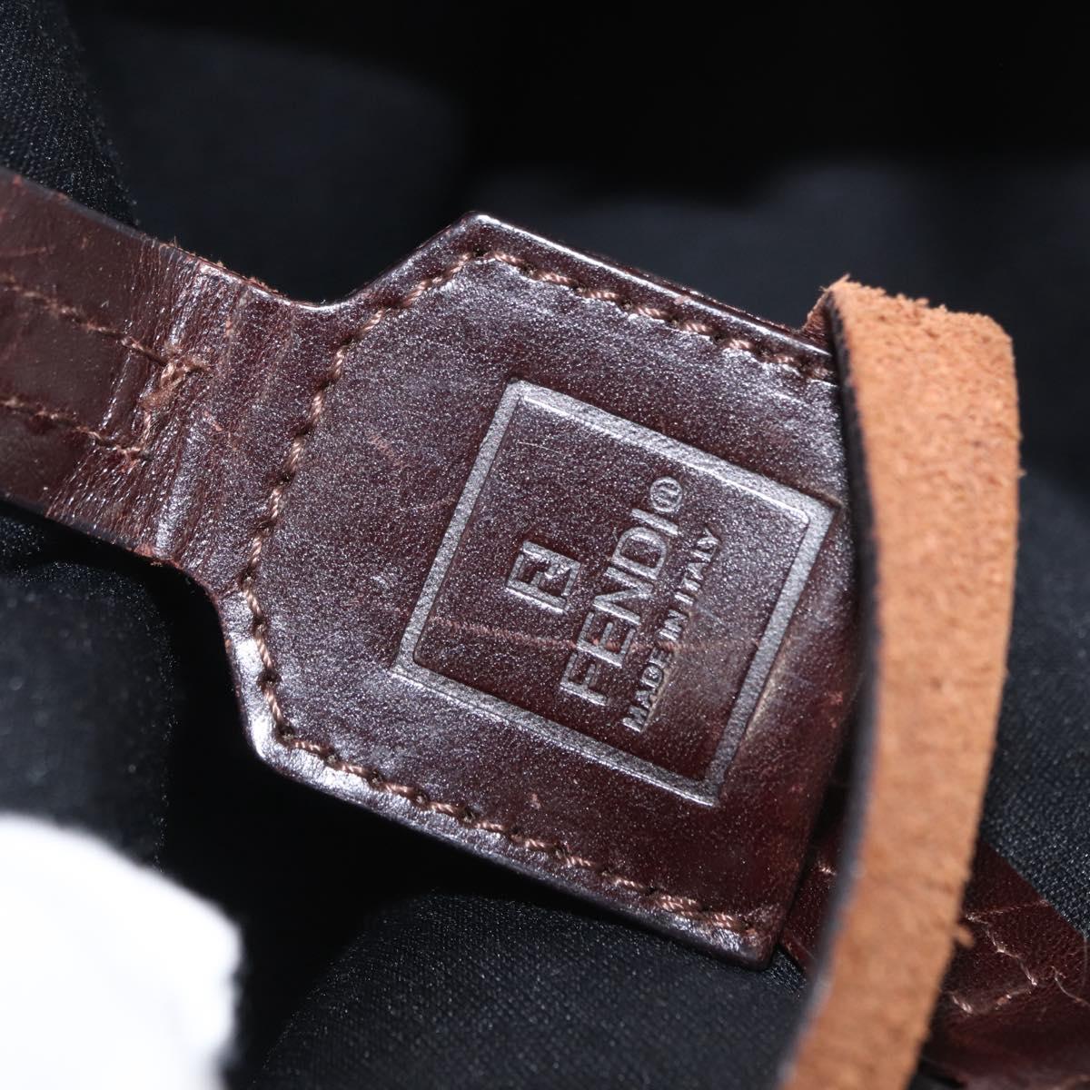 FENDI Zucca Canvas Hand Bag Brown Black Auth 161357