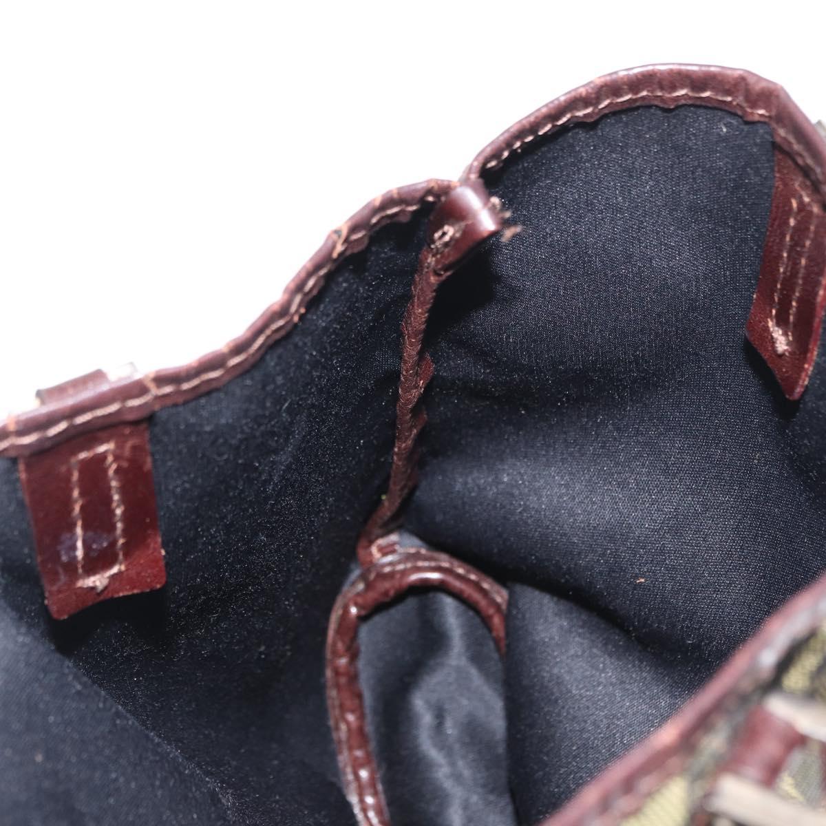 FENDI Zucca Canvas Hand Bag Brown Black Auth 161357
