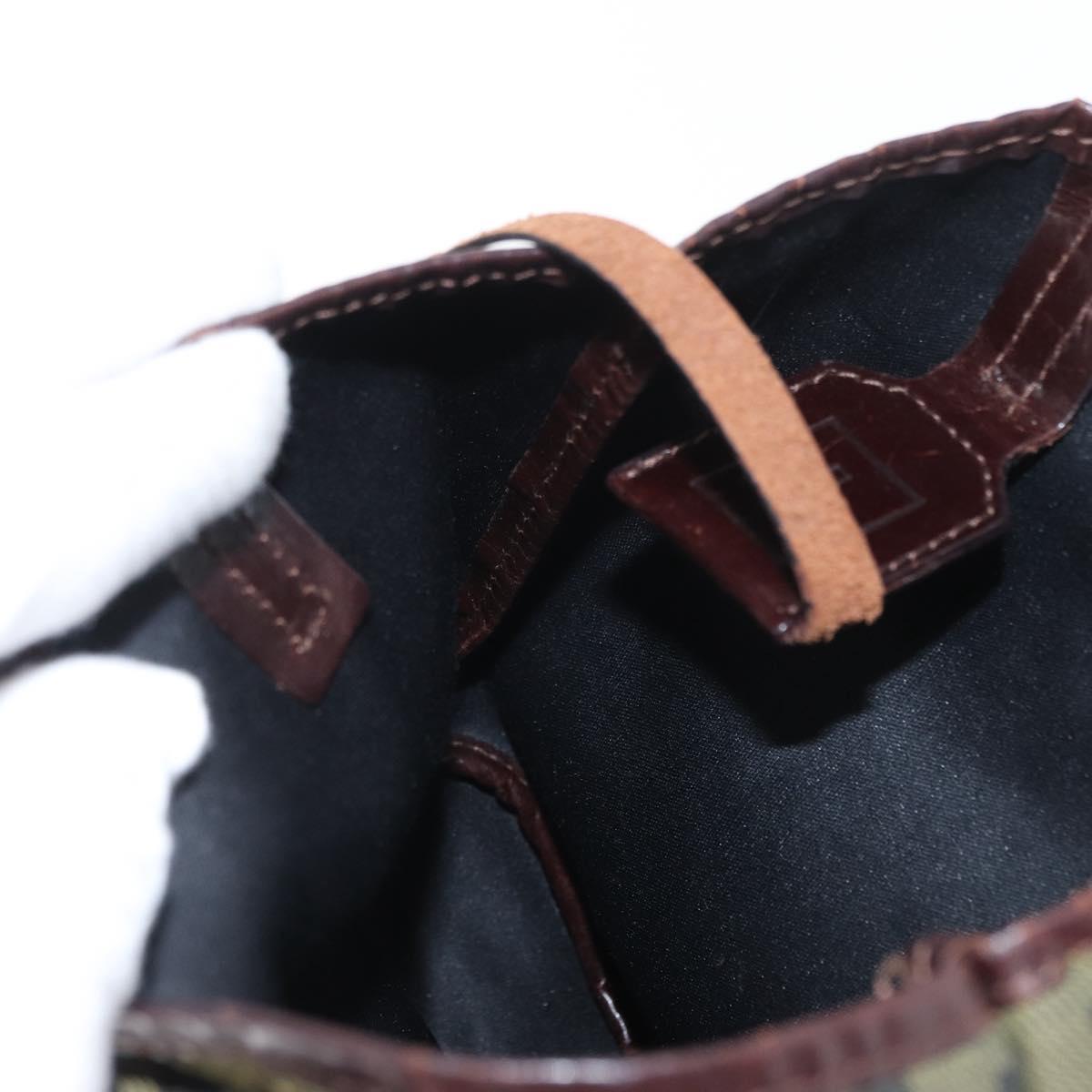 FENDI Zucca Canvas Hand Bag Brown Black Auth 161357