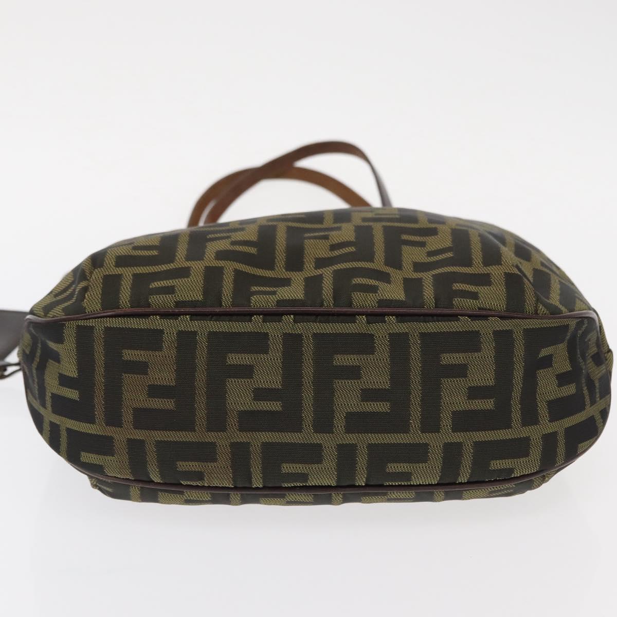 FENDI Zucca Canvas Hand Bag Brown Black Auth 161357