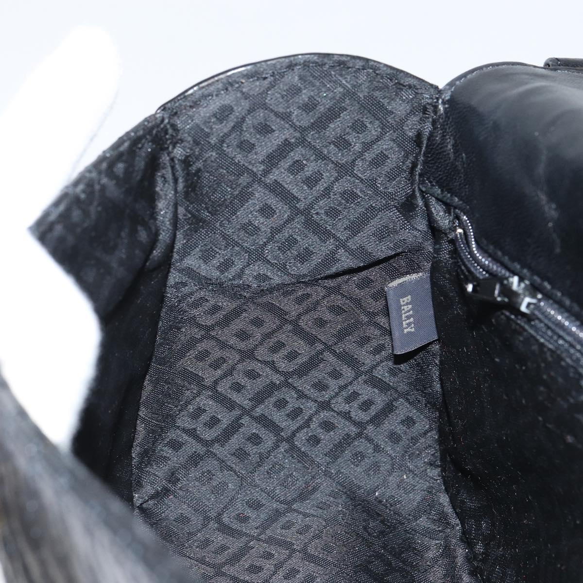 BALLY Hand Bag Leather Black Gold Auth 161359