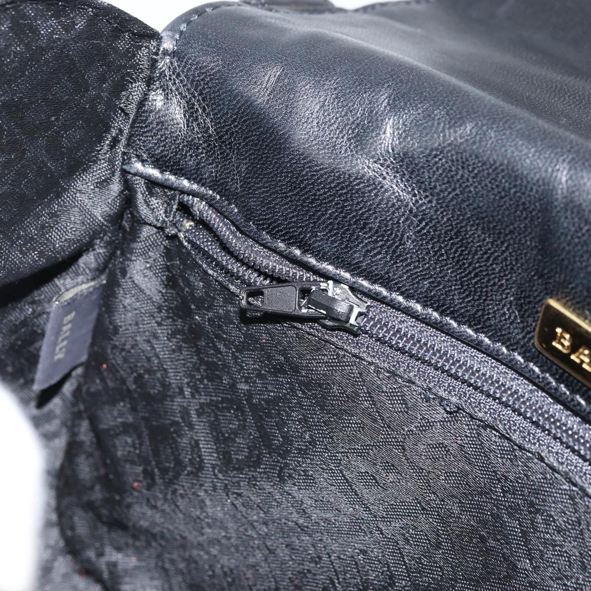 BALLY Hand Bag Leather Black Gold Auth 161359