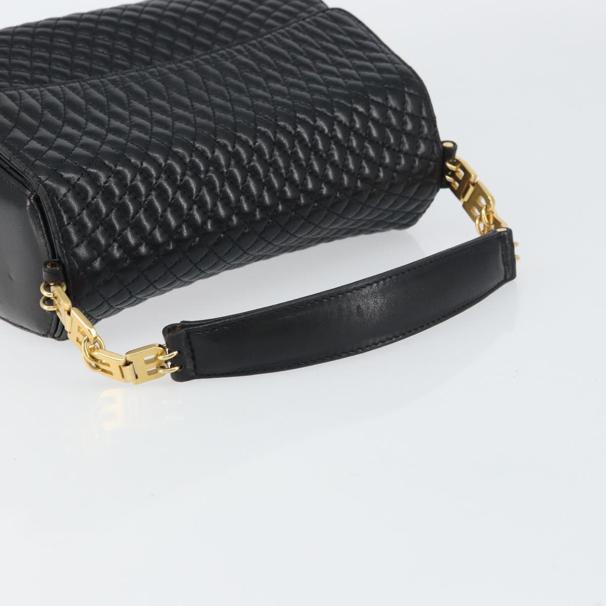 BALLY Hand Bag Leather Black Gold Auth 161359