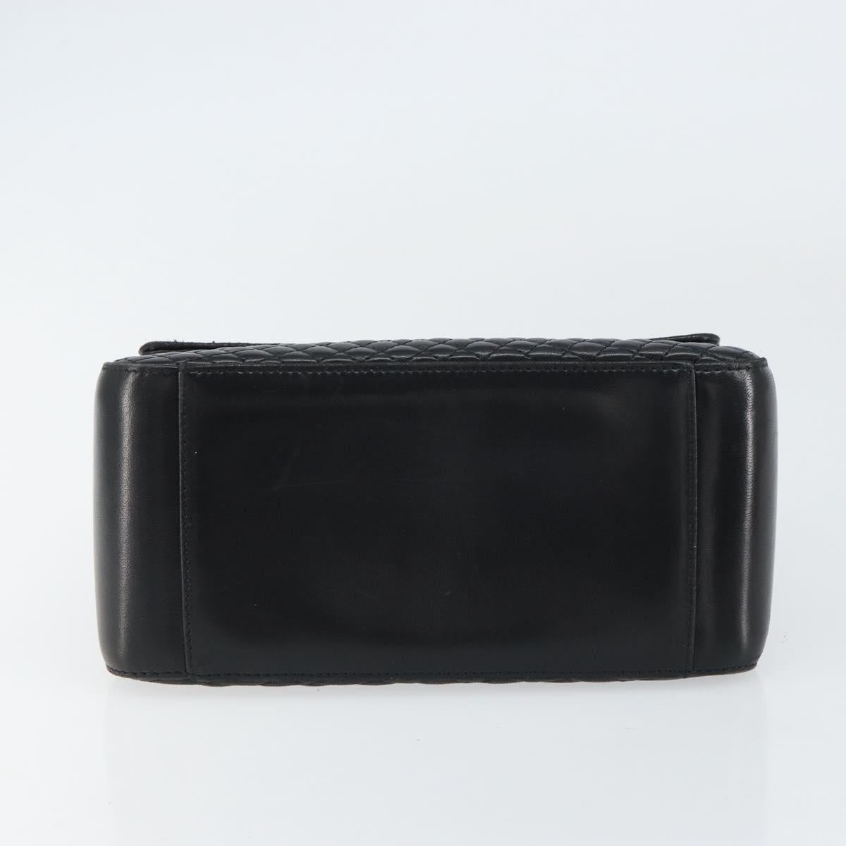 BALLY Hand Bag Leather Black Gold Auth 161359