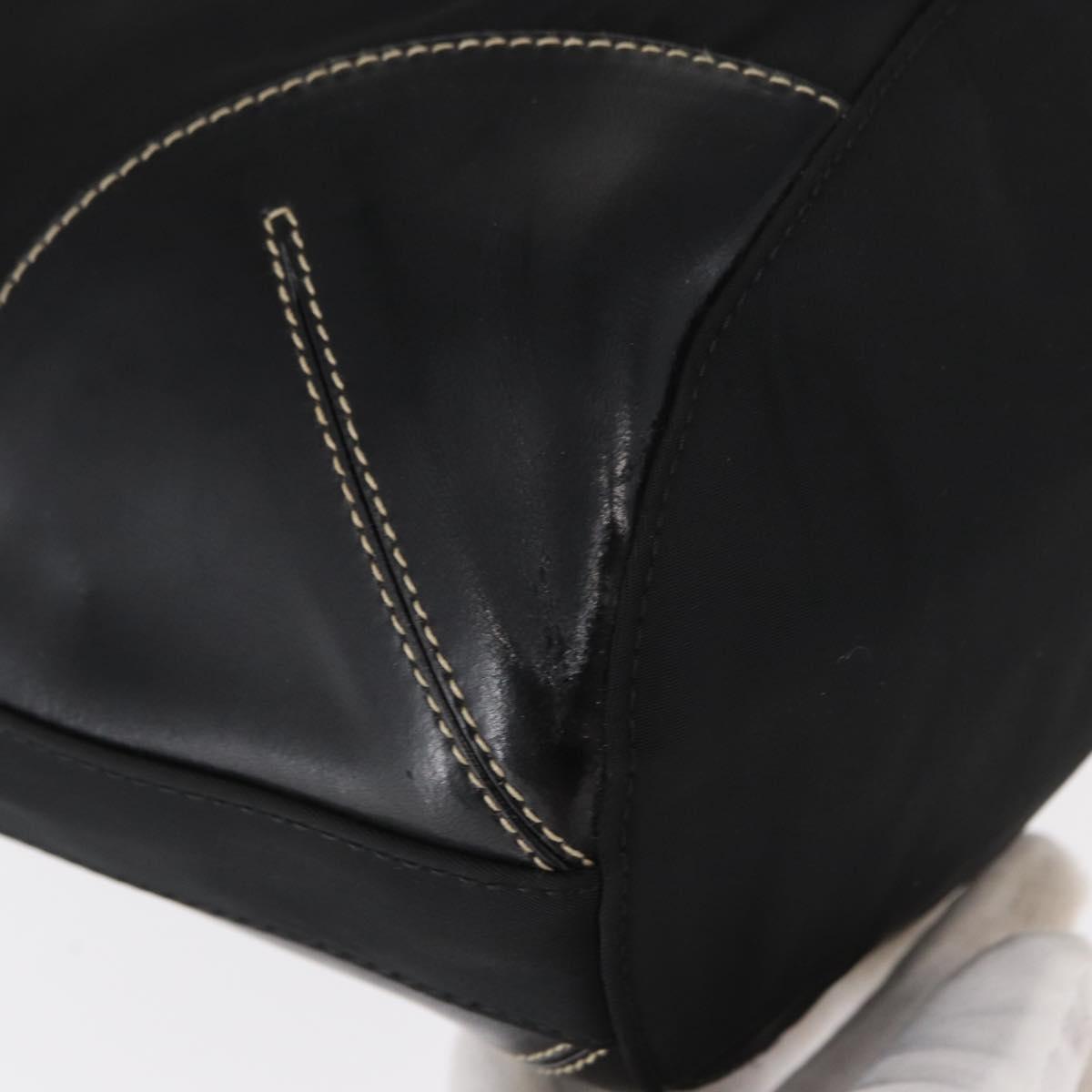 PRADA Tote Bag Nylon Black Silver Auth 161362