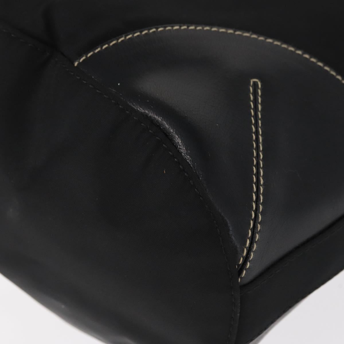 PRADA Tote Bag Nylon Black Silver Auth 161362