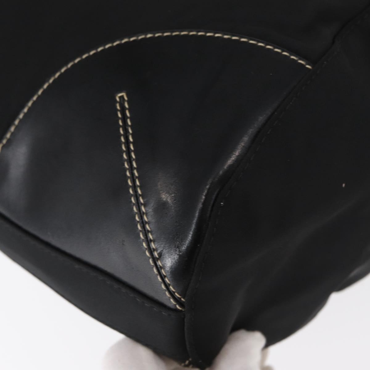 PRADA Tote Bag Nylon Black Silver Auth 161362