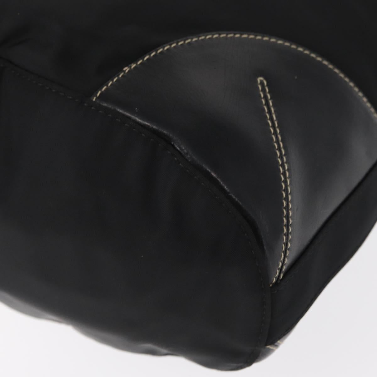 PRADA Tote Bag Nylon Black Silver Auth 161362