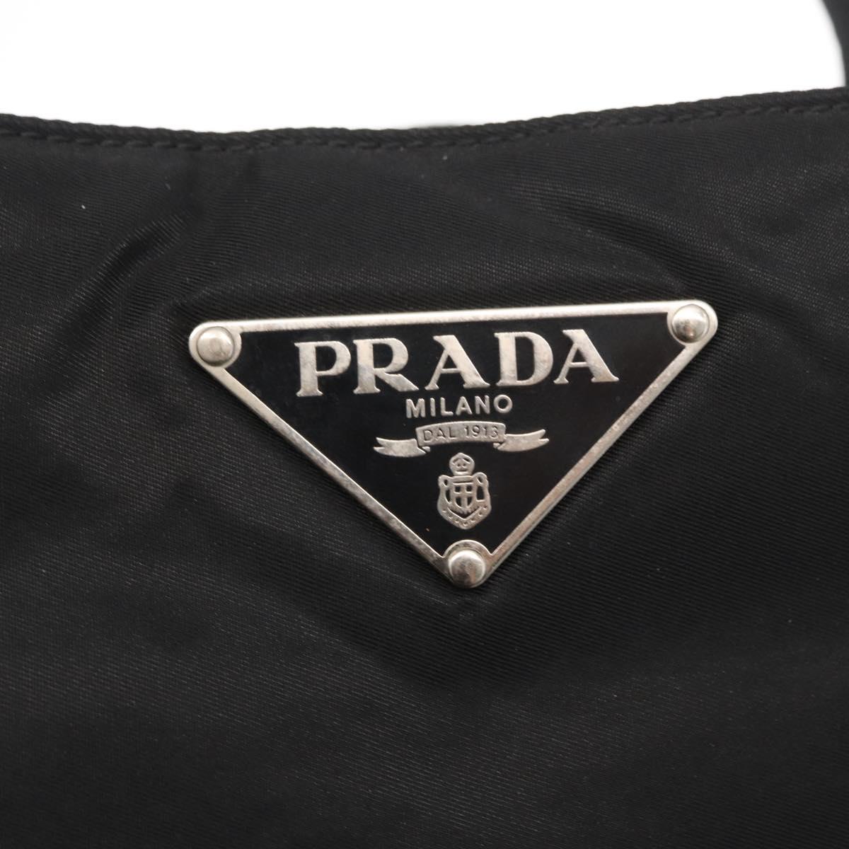 PRADA Tote Bag Nylon Black Silver Auth 161362