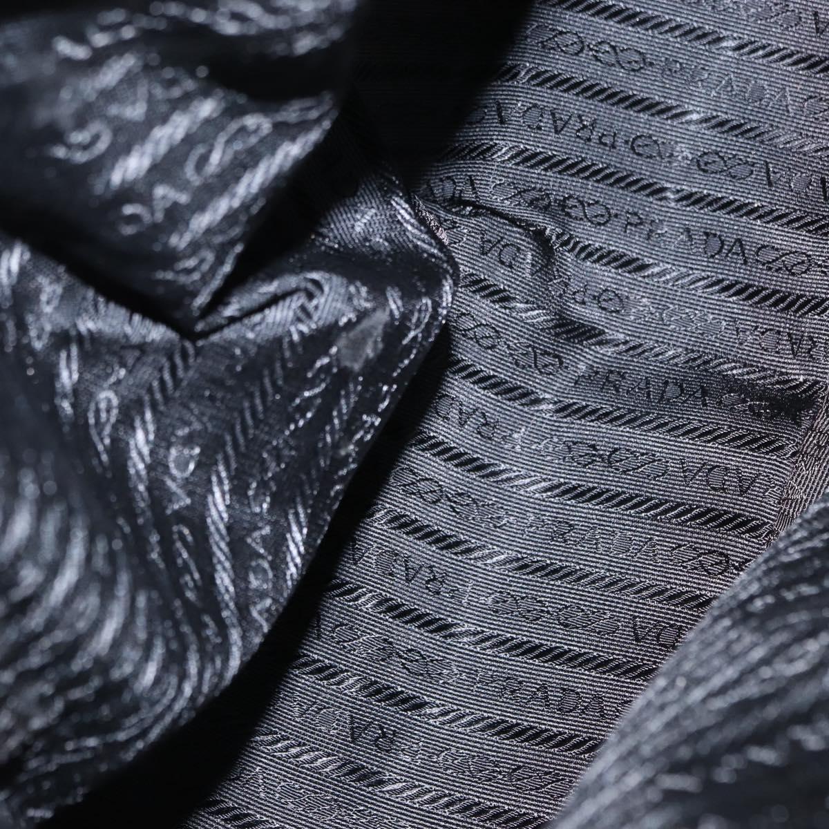 PRADA Tote Bag Nylon Black Silver Auth 161362