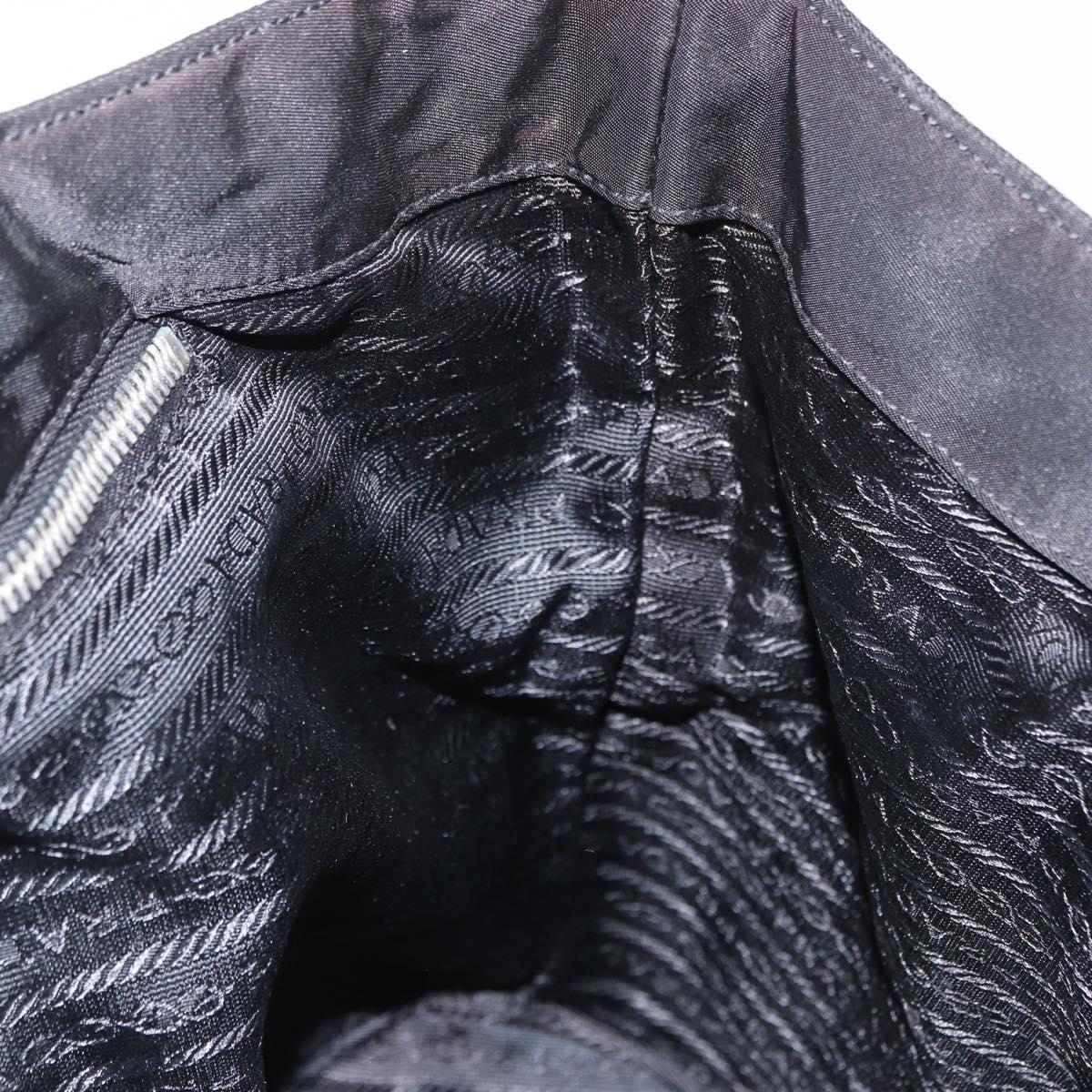 PRADA Tote Bag Nylon Black Silver Auth 161362