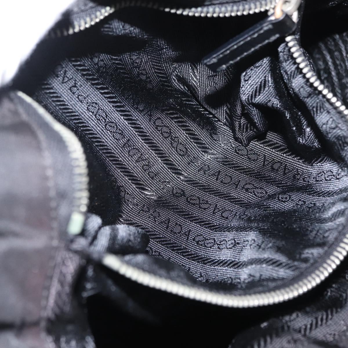 PRADA Tote Bag Nylon Black Silver Auth 161362