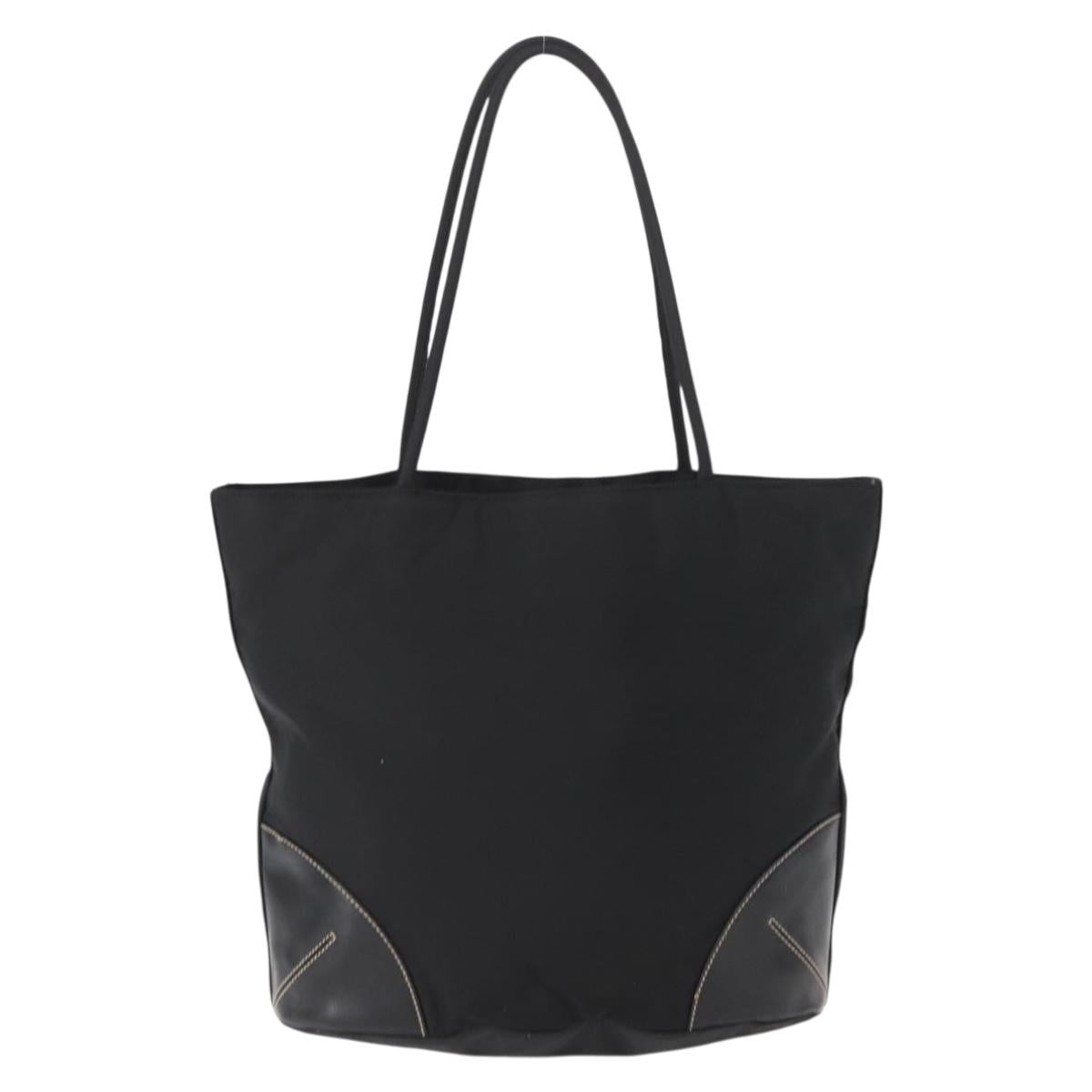 PRADA Tote Bag Nylon Black Silver Auth 161362