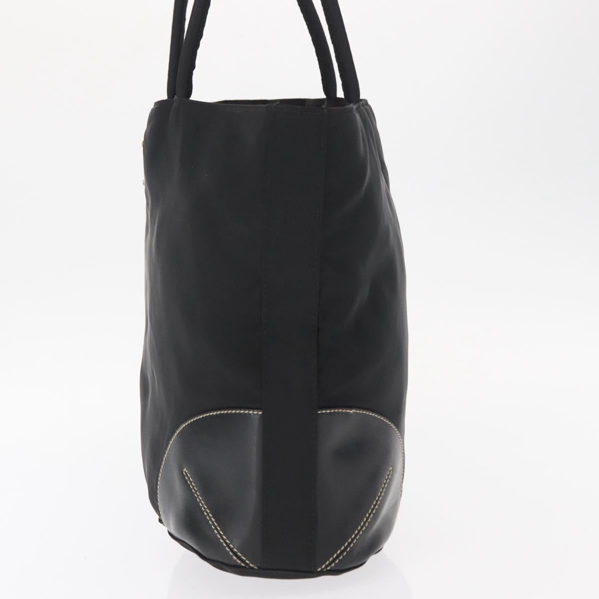 PRADA Tote Bag Nylon Black Silver Auth 161362