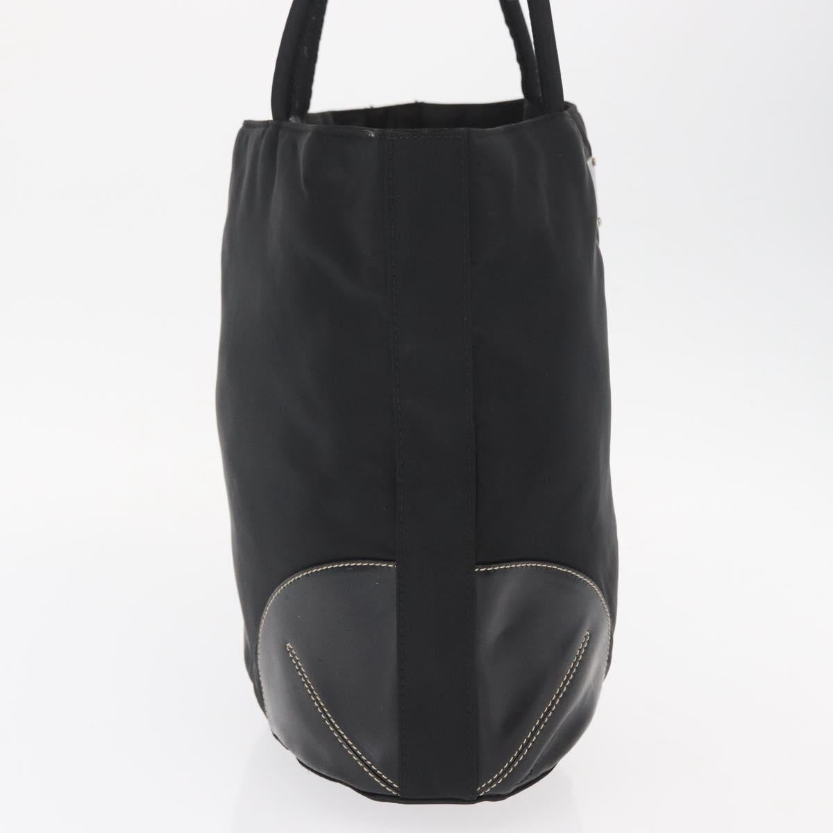PRADA Tote Bag Nylon Black Silver Auth 161362