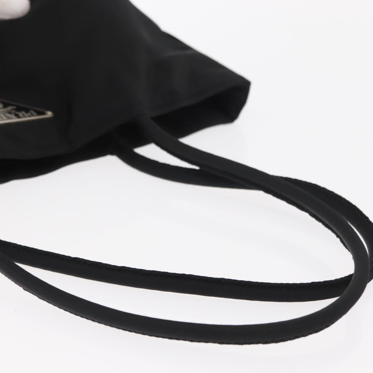 PRADA Tote Bag Nylon Black Silver Auth 161362