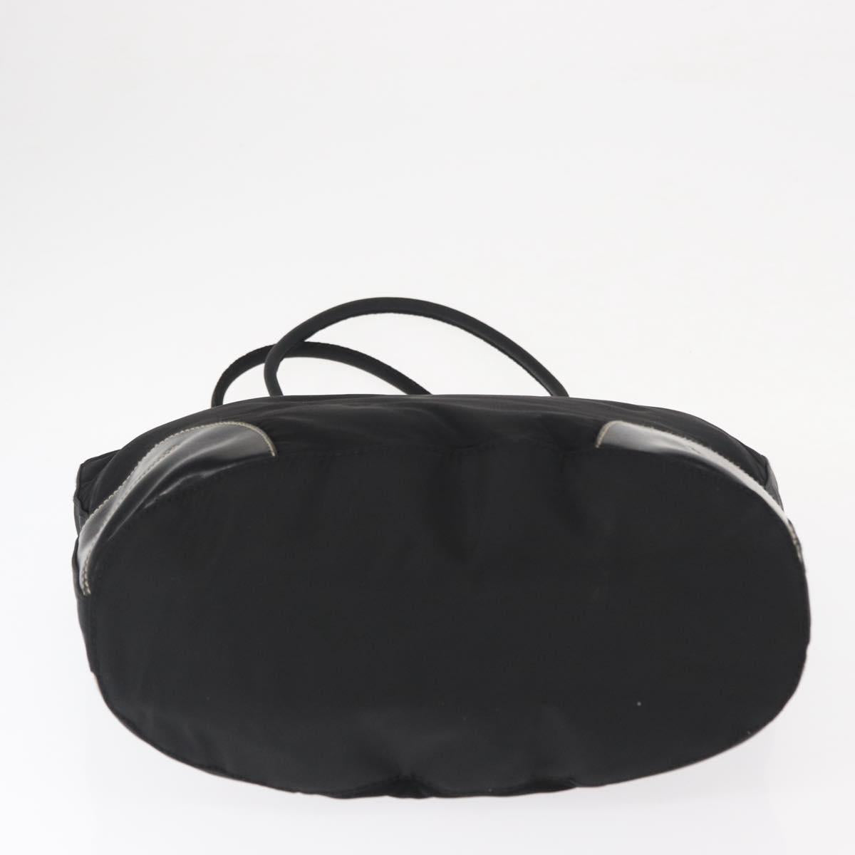 PRADA Tote Bag Nylon Black Silver Auth 161362