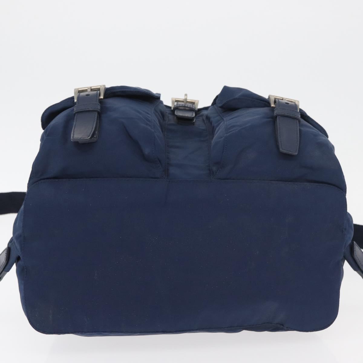 PRADA Backpack Nylon Navy Silver Auth 161363