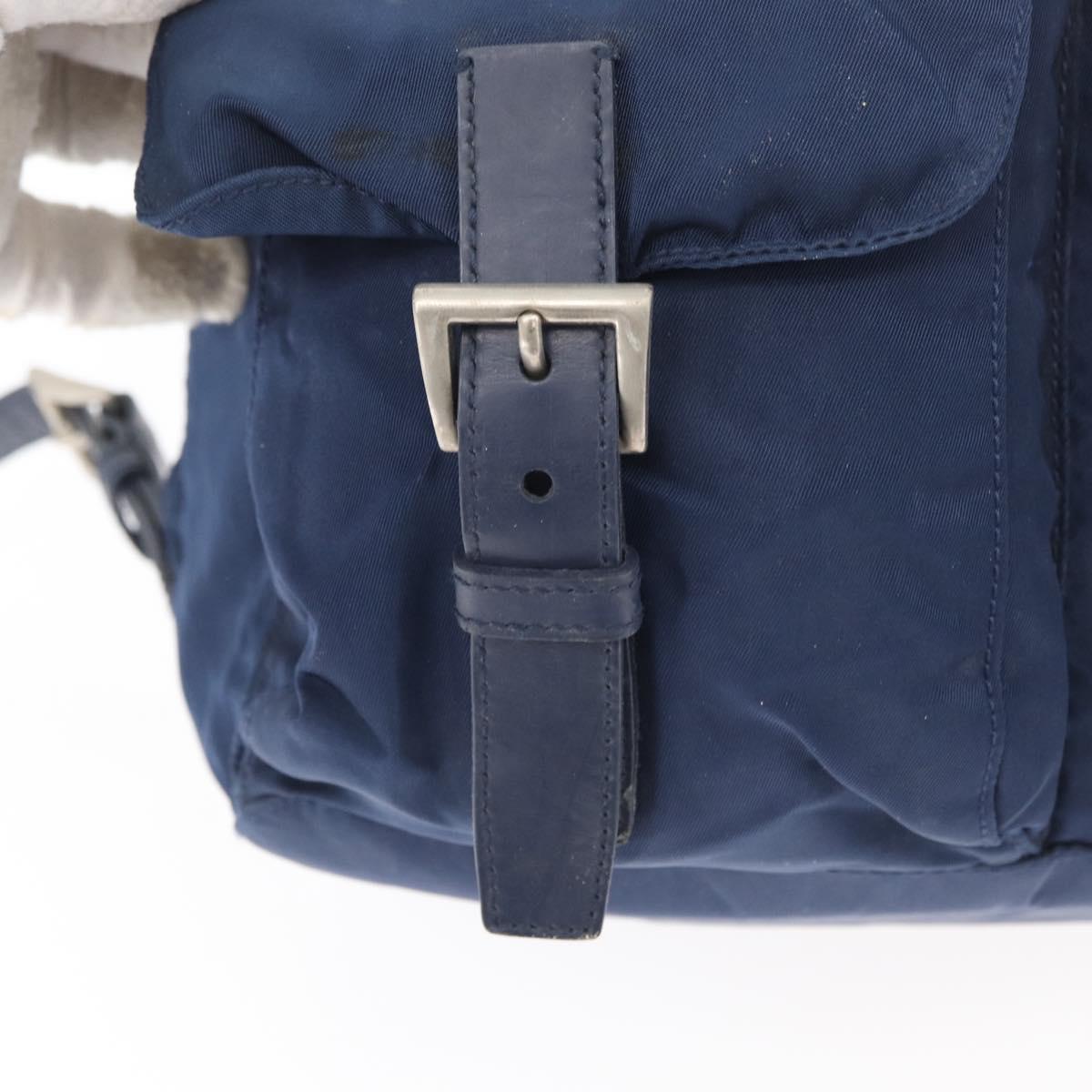 PRADA Backpack Nylon Navy Silver Auth 161363
