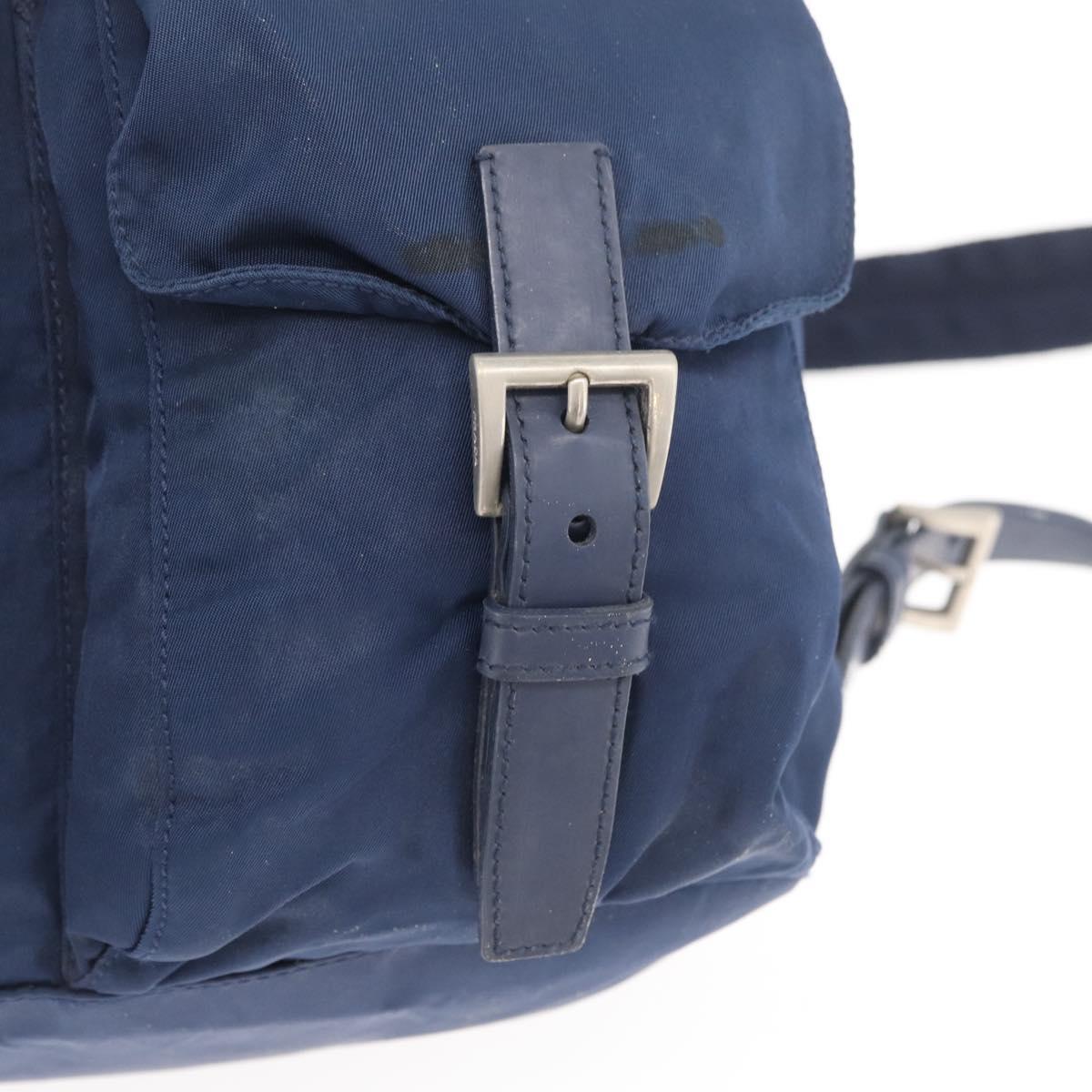 PRADA Backpack Nylon Navy Silver Auth 161363