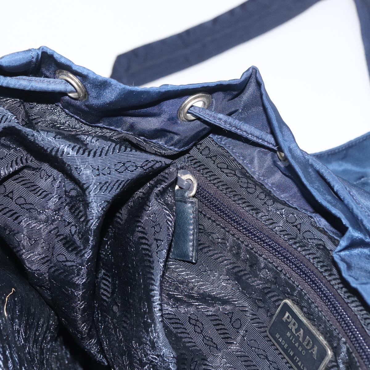 PRADA Backpack Nylon Navy Silver Auth 161363
