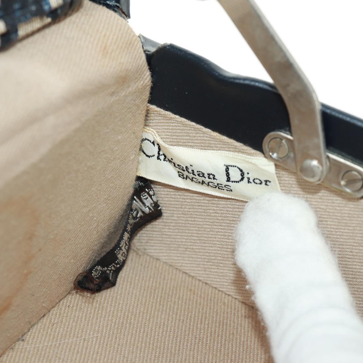 Christian Dior Attache Case Trotter Canvas Trunk Navy Silver Auth 161380V