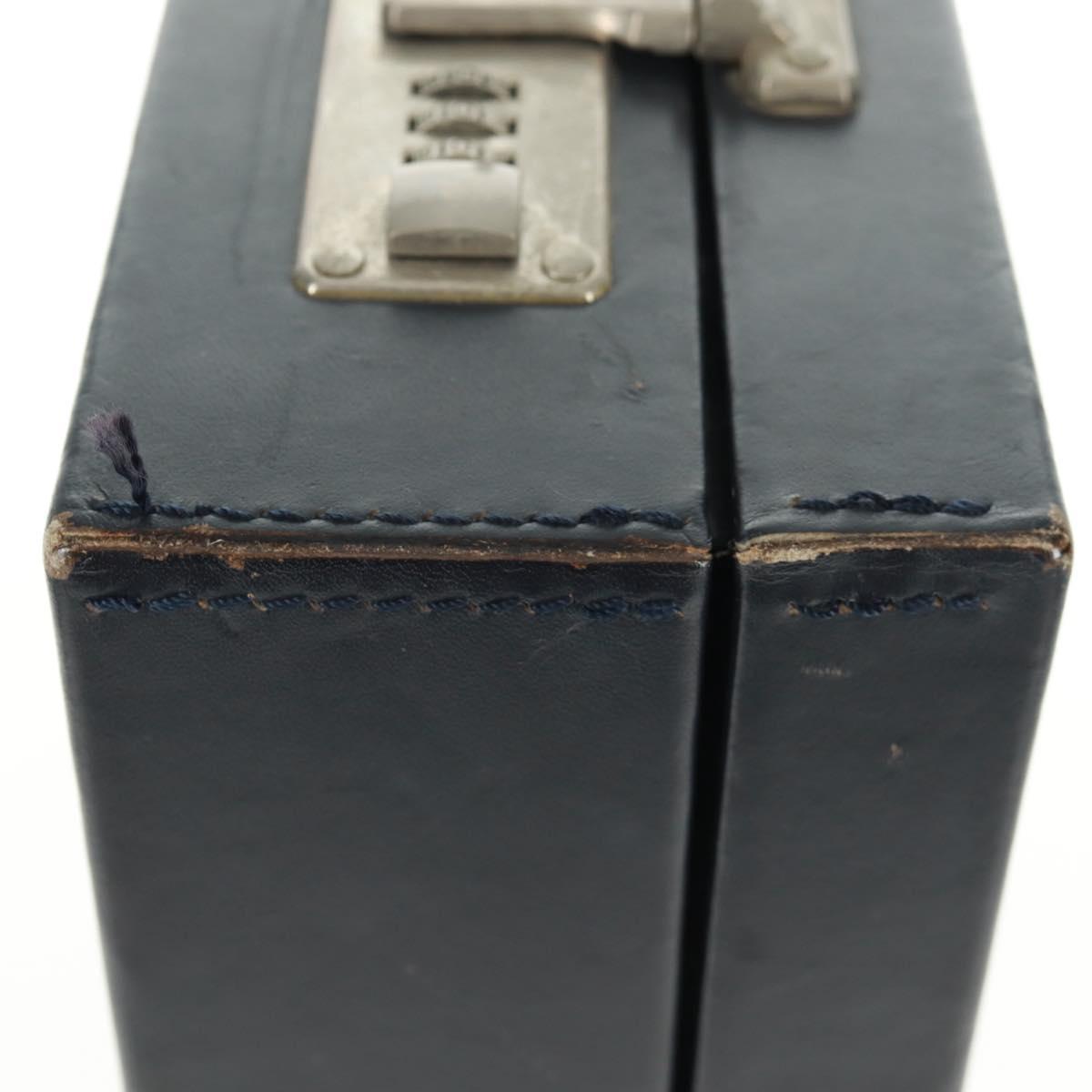 Christian Dior Attache Case Trotter Canvas Trunk Navy Silver Auth 161380V