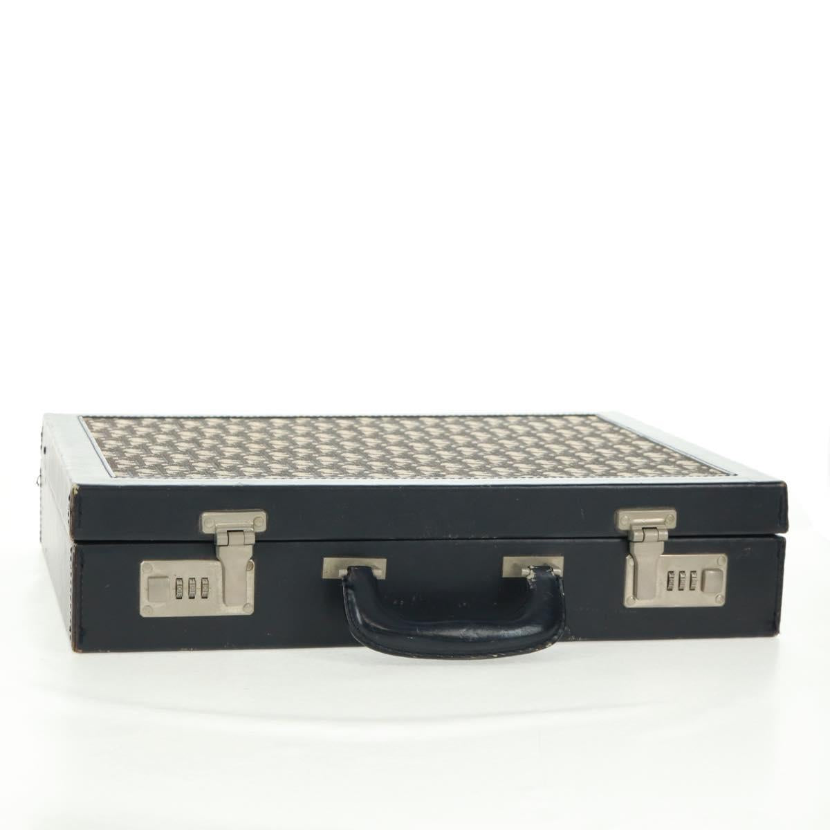 Christian Dior Attache Case Trotter Canvas Trunk Navy Silver Auth 161380V