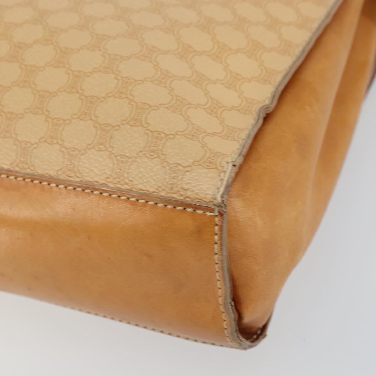 CELINE Macadam Canvas Hand Bag PVC Beige Gold Auth 161381