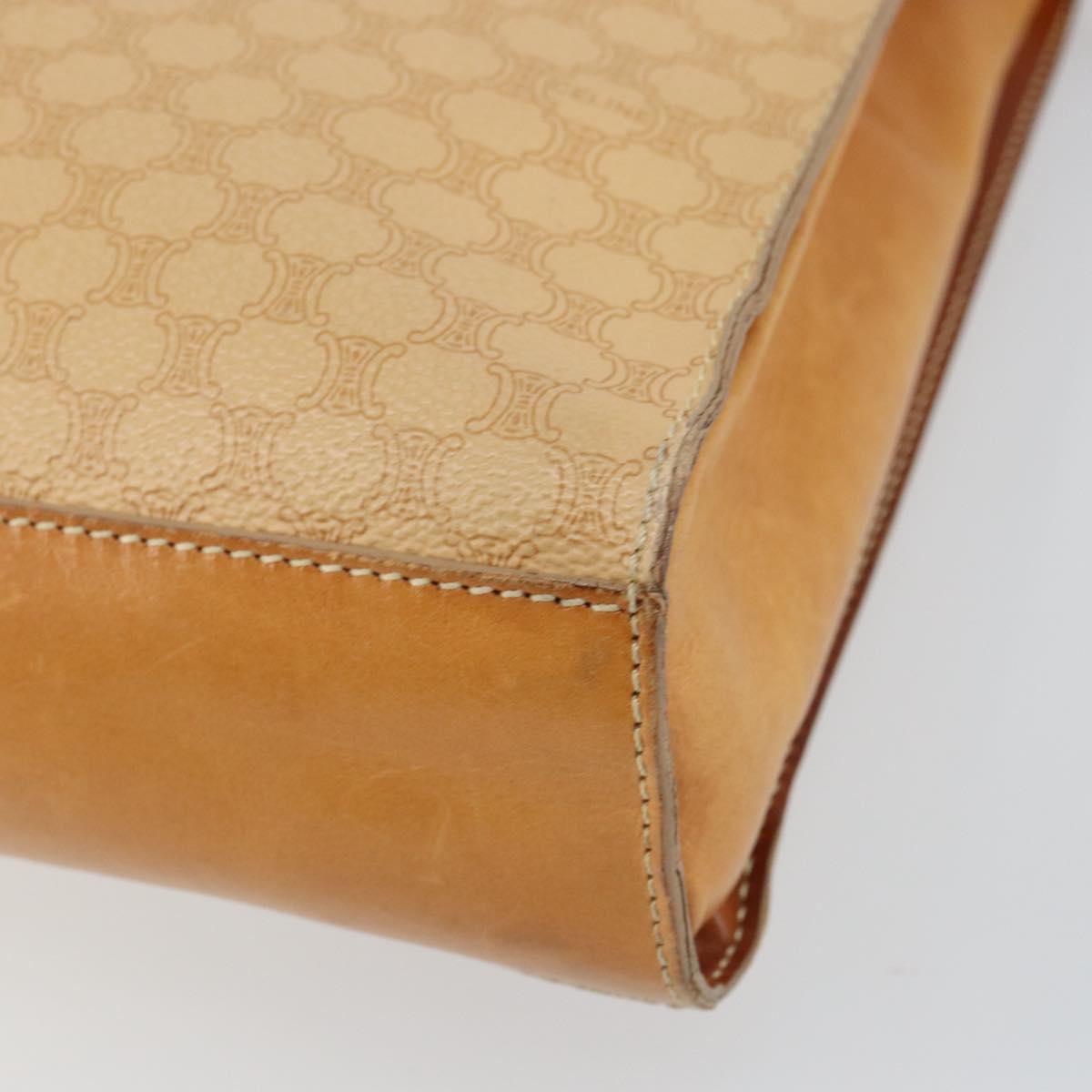 CELINE Macadam Canvas Hand Bag PVC Beige Gold Auth 161381