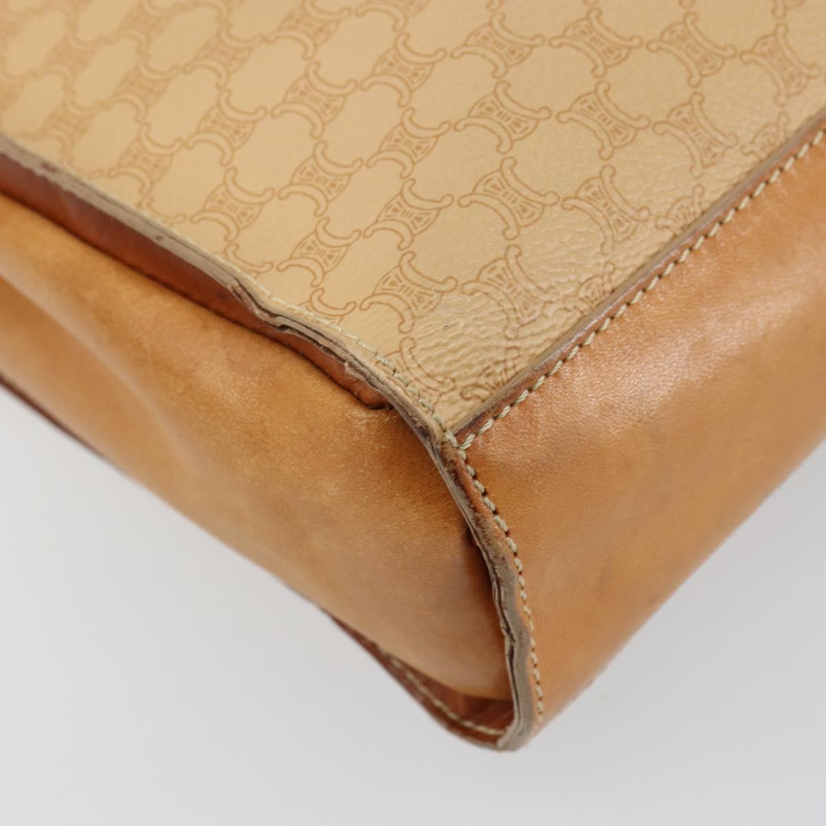 CELINE Macadam Canvas Hand Bag PVC Beige Gold Auth 161381