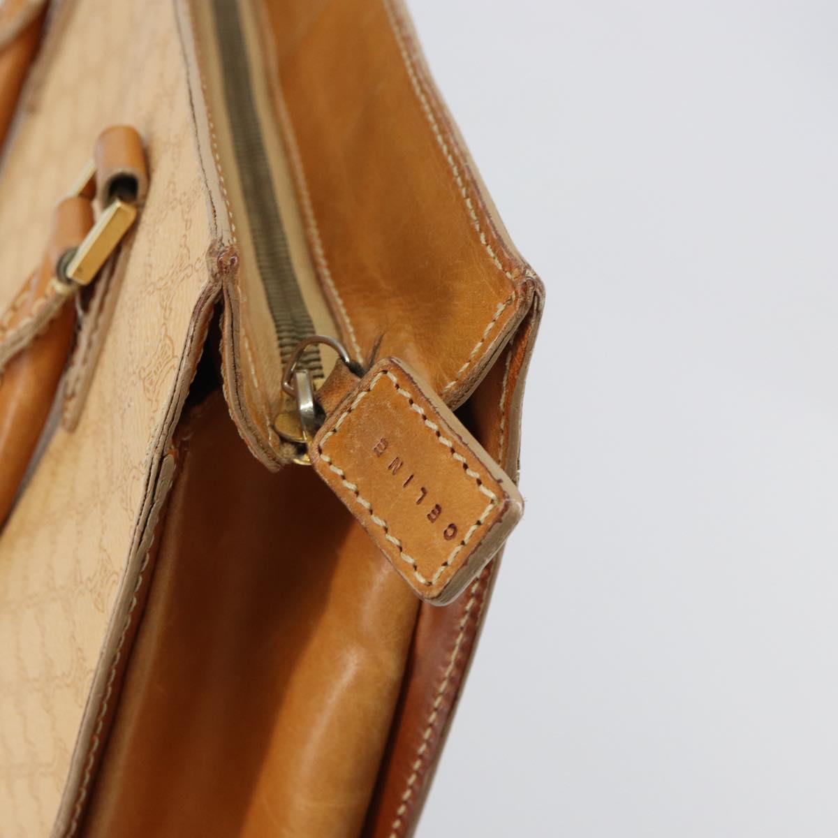 CELINE Macadam Canvas Hand Bag PVC Beige Gold Auth 161381